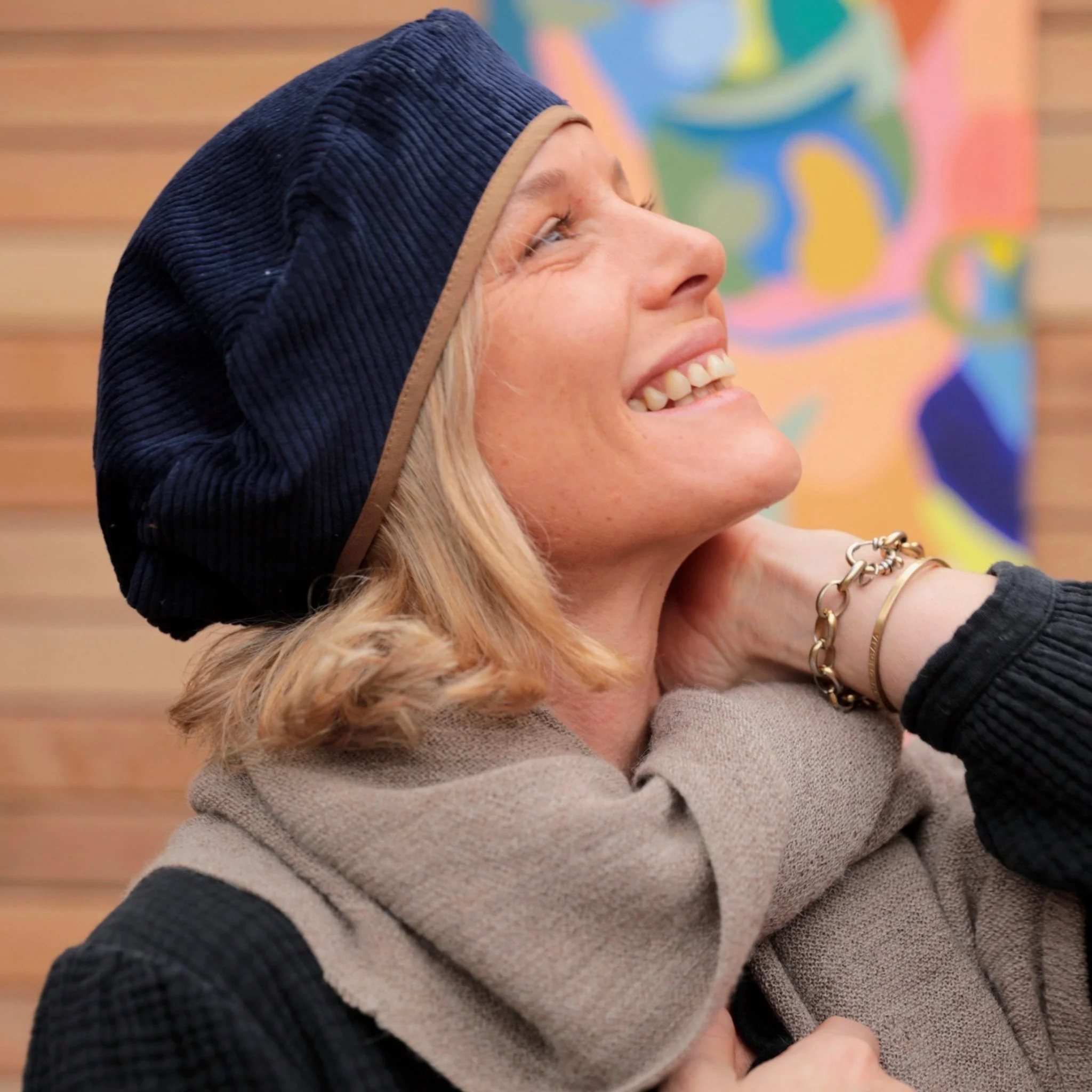 Béret Côme - velours côtelé bleu nuit - Image 5