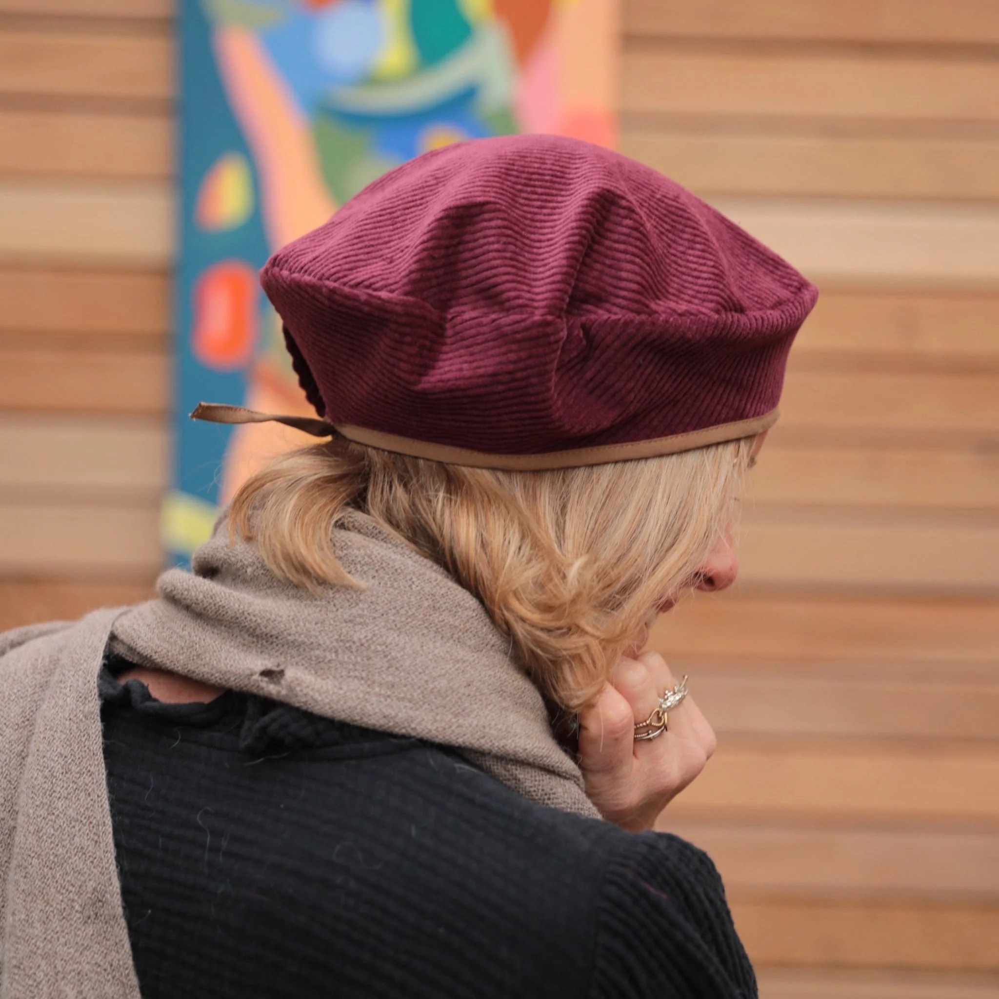 Béret Côme - velours côtelé prune - Image 3