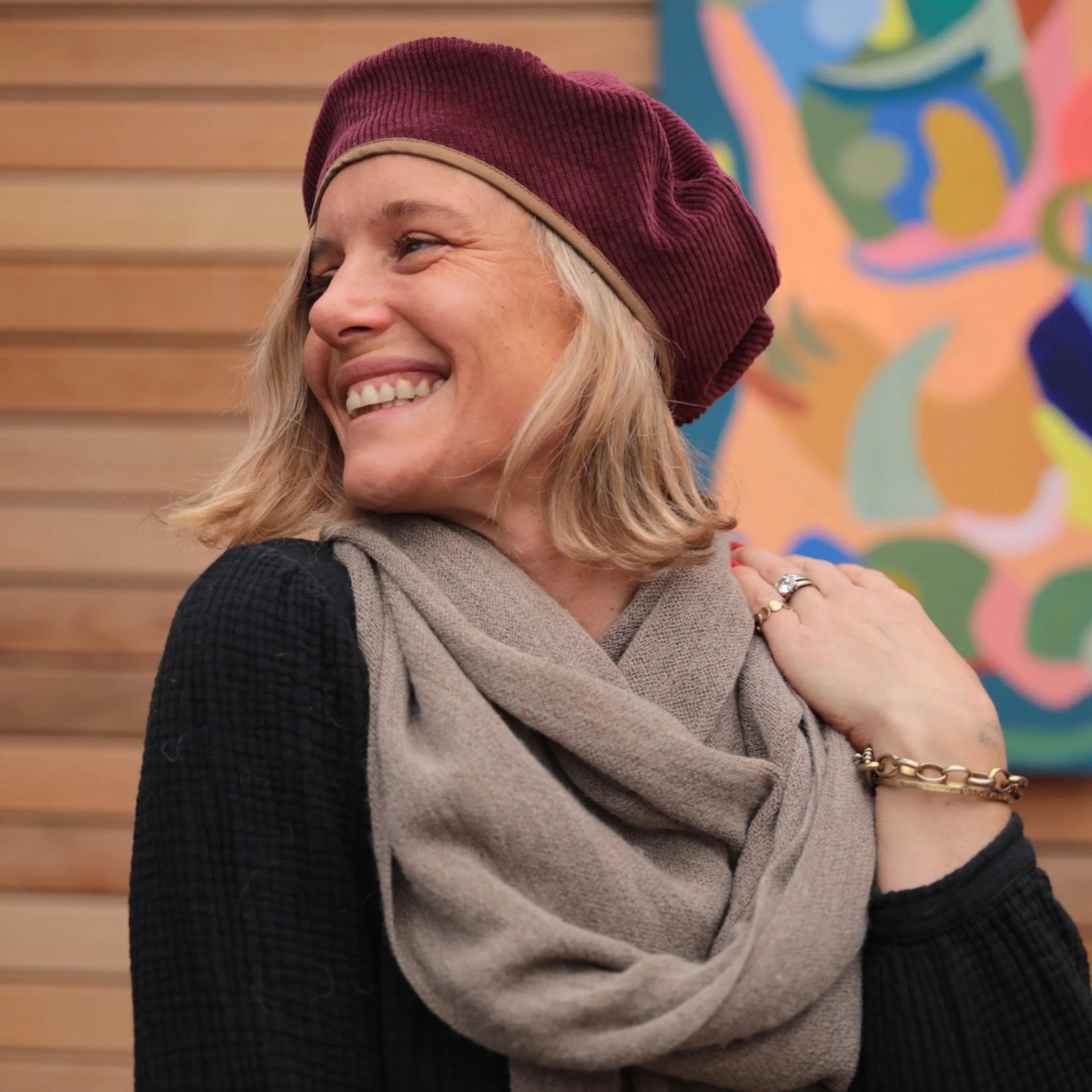 Béret Côme - velours côtelé prune - Image 4