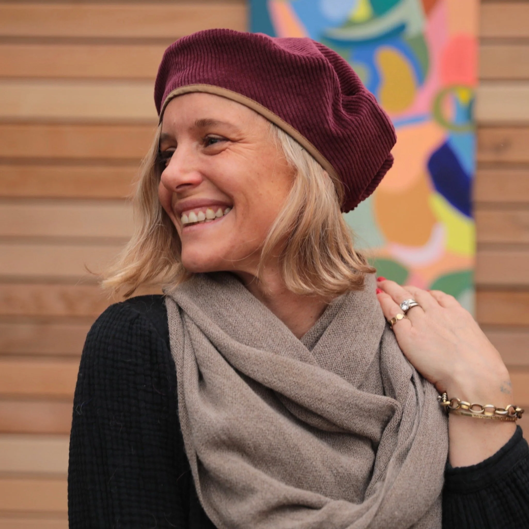 Béret Côme - velours côtelé prune - Image 5