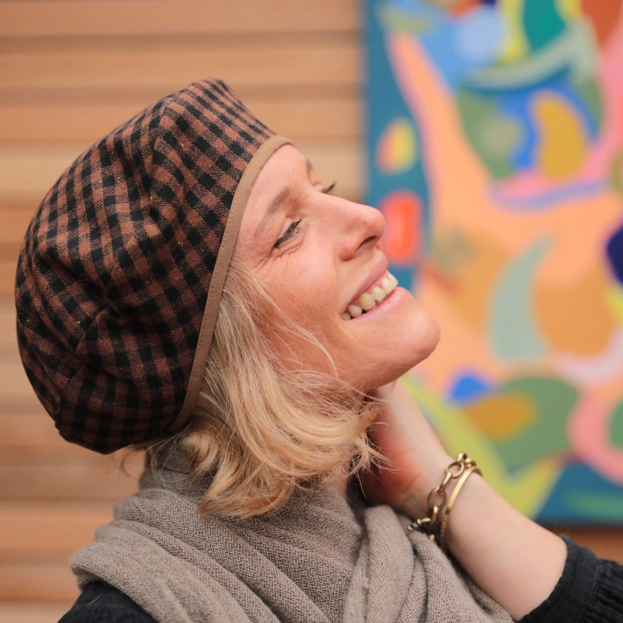 Beret Côme - vichy écureuil/noir - Image 4