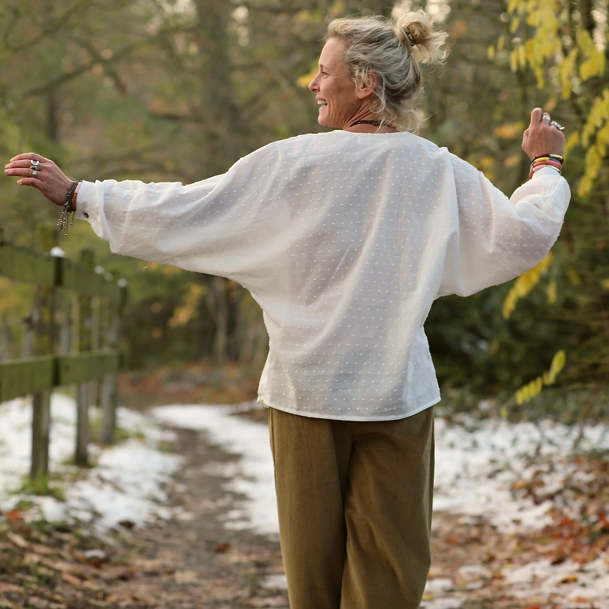 Blouse  Mina – Voile de coton blanc plumetis - Image 3
