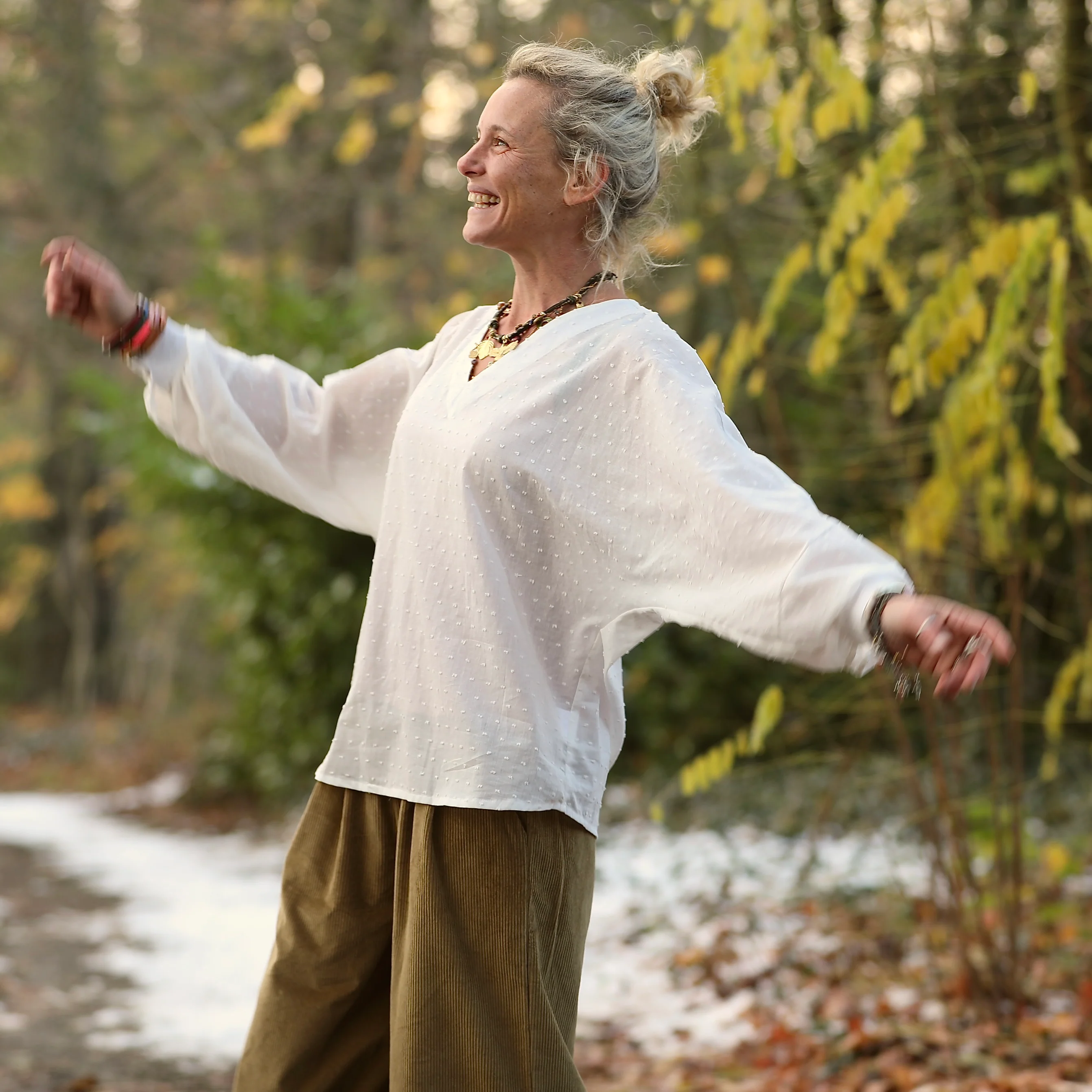 Blouse  Mina – Voile de coton blanc plumetis - Image 4