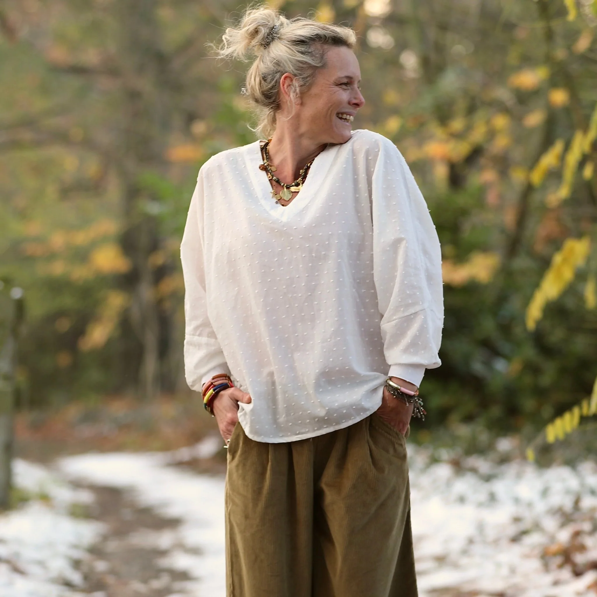 Blouse  Mina – Voile de coton blanc plumetis - Image 6