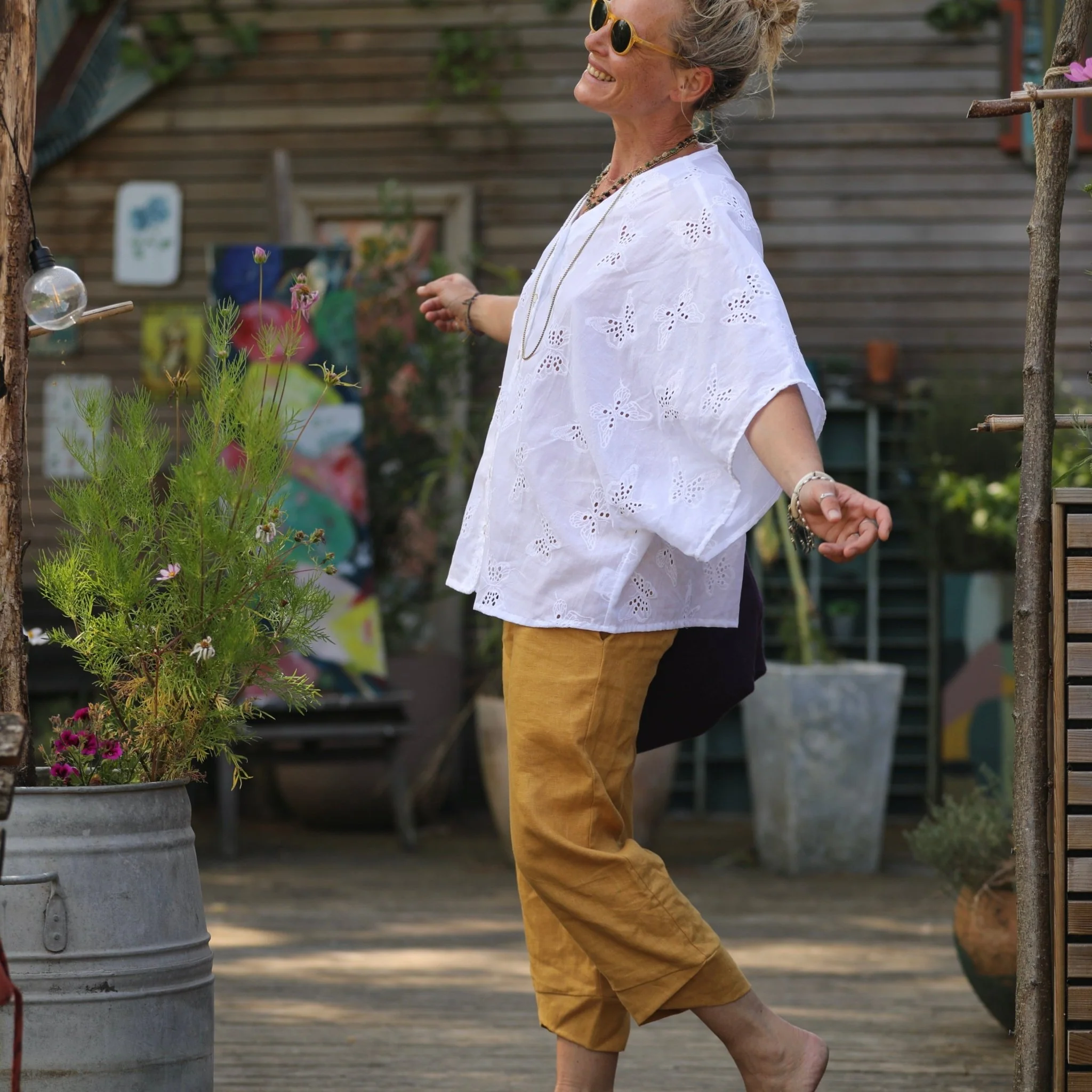 Blouse Yoko - broderie papillon blanc cassé - Image 6