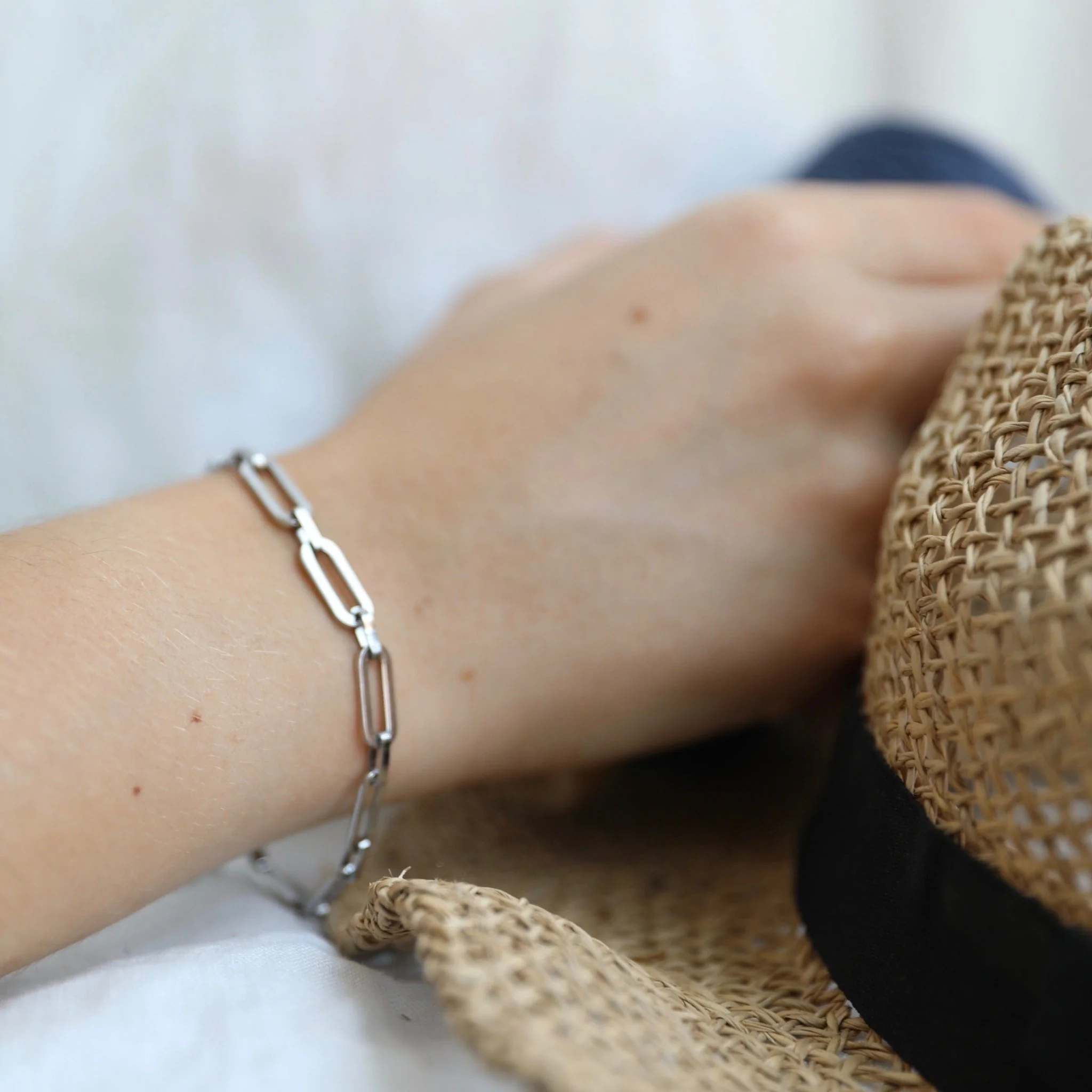 Bracelet Lara - grosse maille argent - Image 4