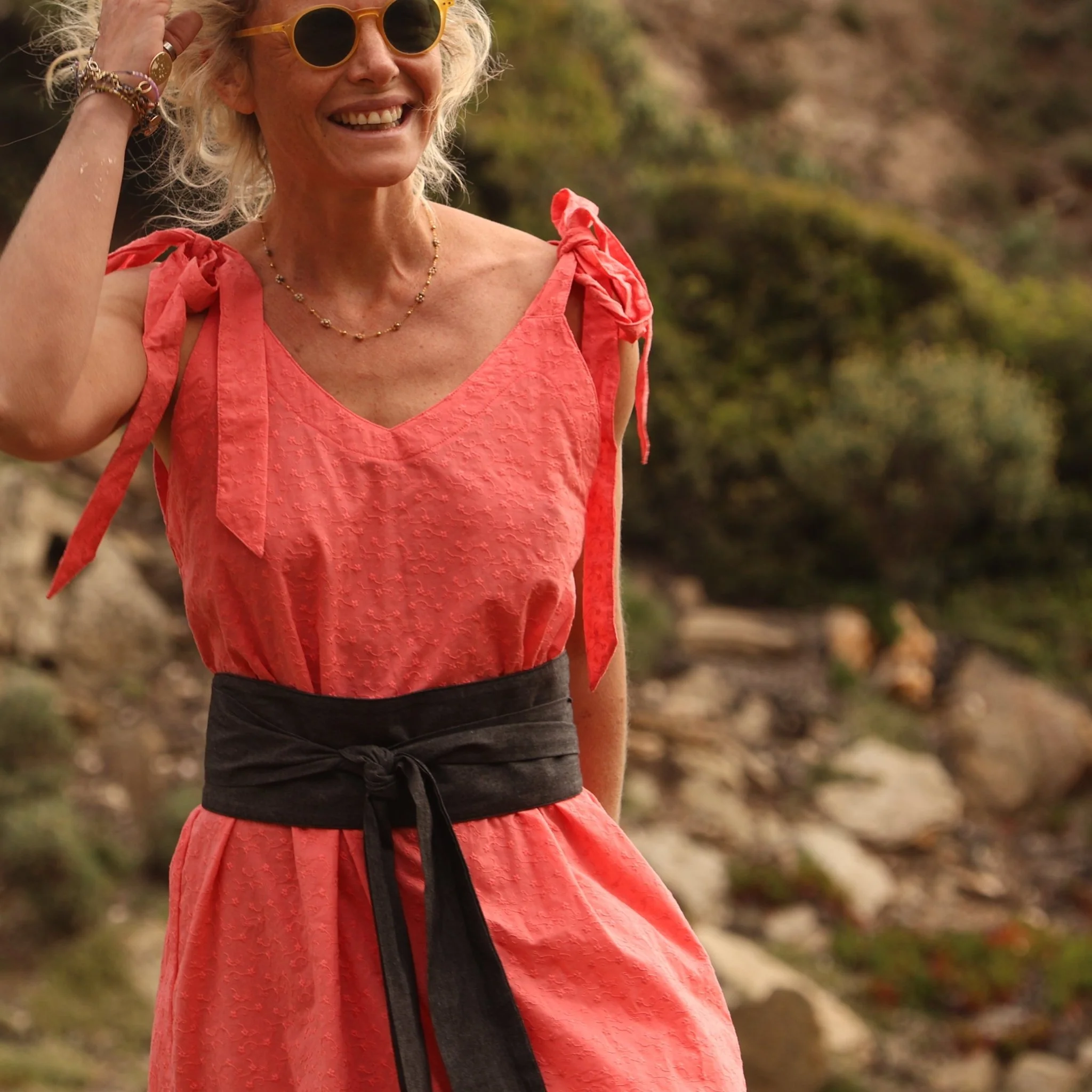 Ceinture Anita en jean  de coton noir India - Image 11