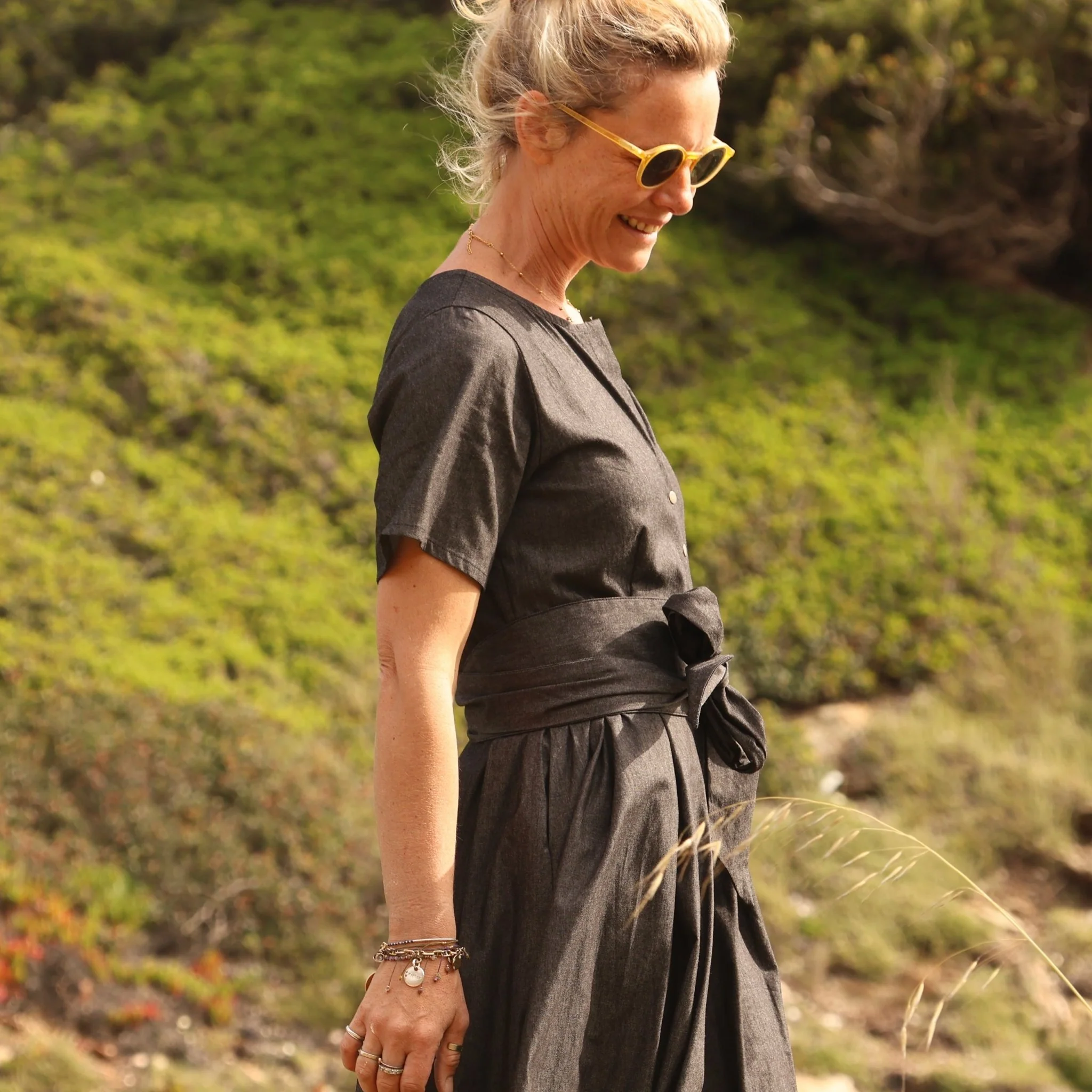 Ceinture Anita en jean  de coton noir India - Image 4