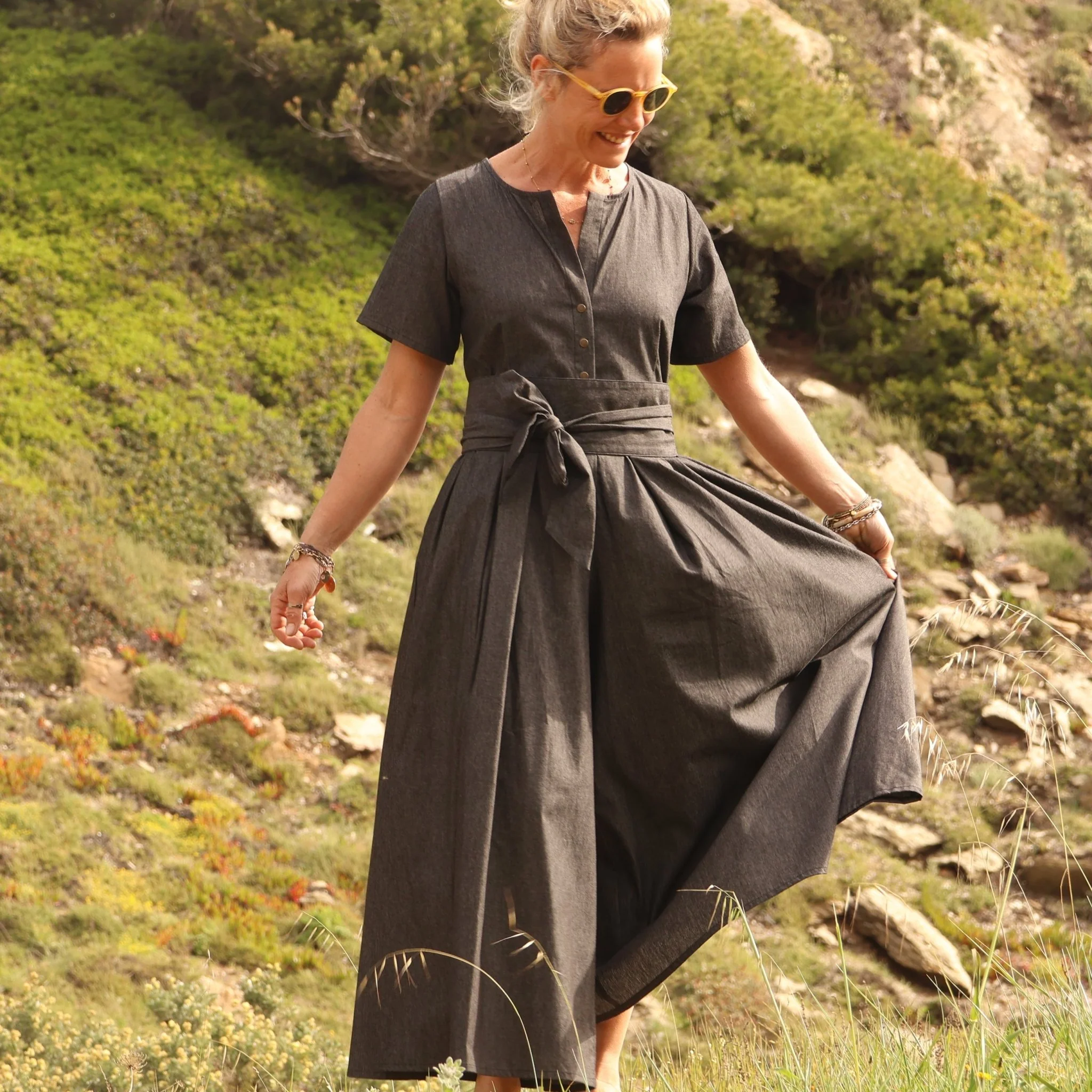 Ceinture Anita en jean  de coton noir India - Image 6