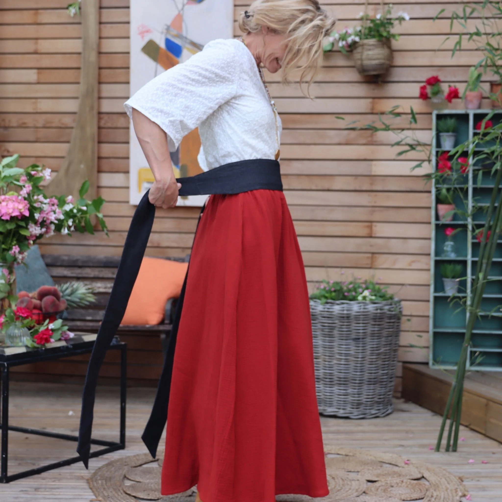 Ceinture Anita en jean  de coton noir India - Image 8