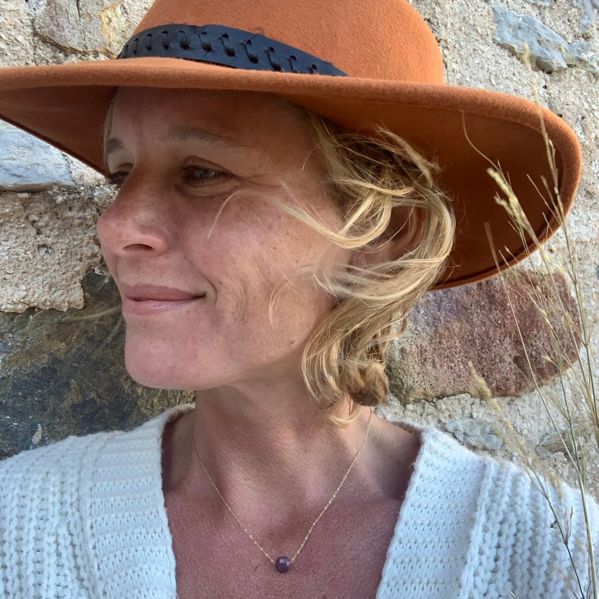 Collier court Baya - Pierre rhodonite - Image 4