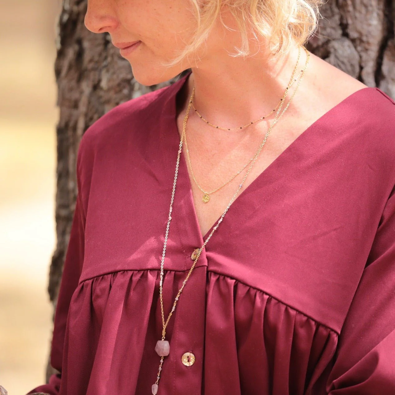 Collier 2 rangs mi-long Aélis - noir - Image 6