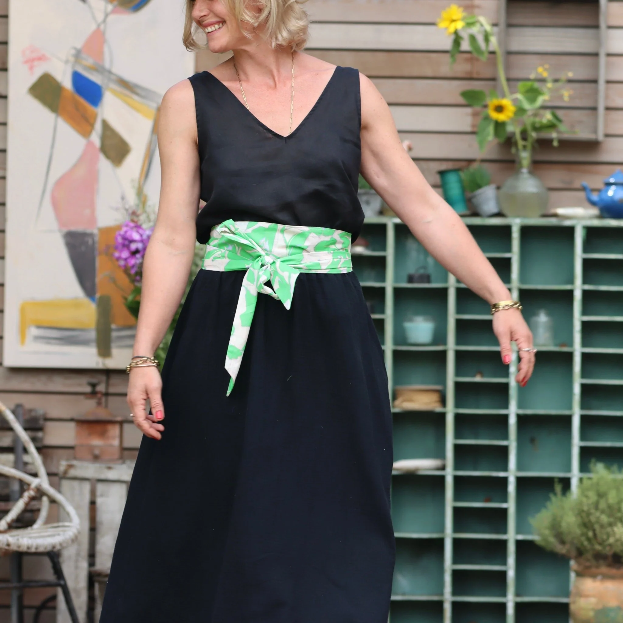 Ceinture Anita  - Voile de coton feuillages fluo - Image 6