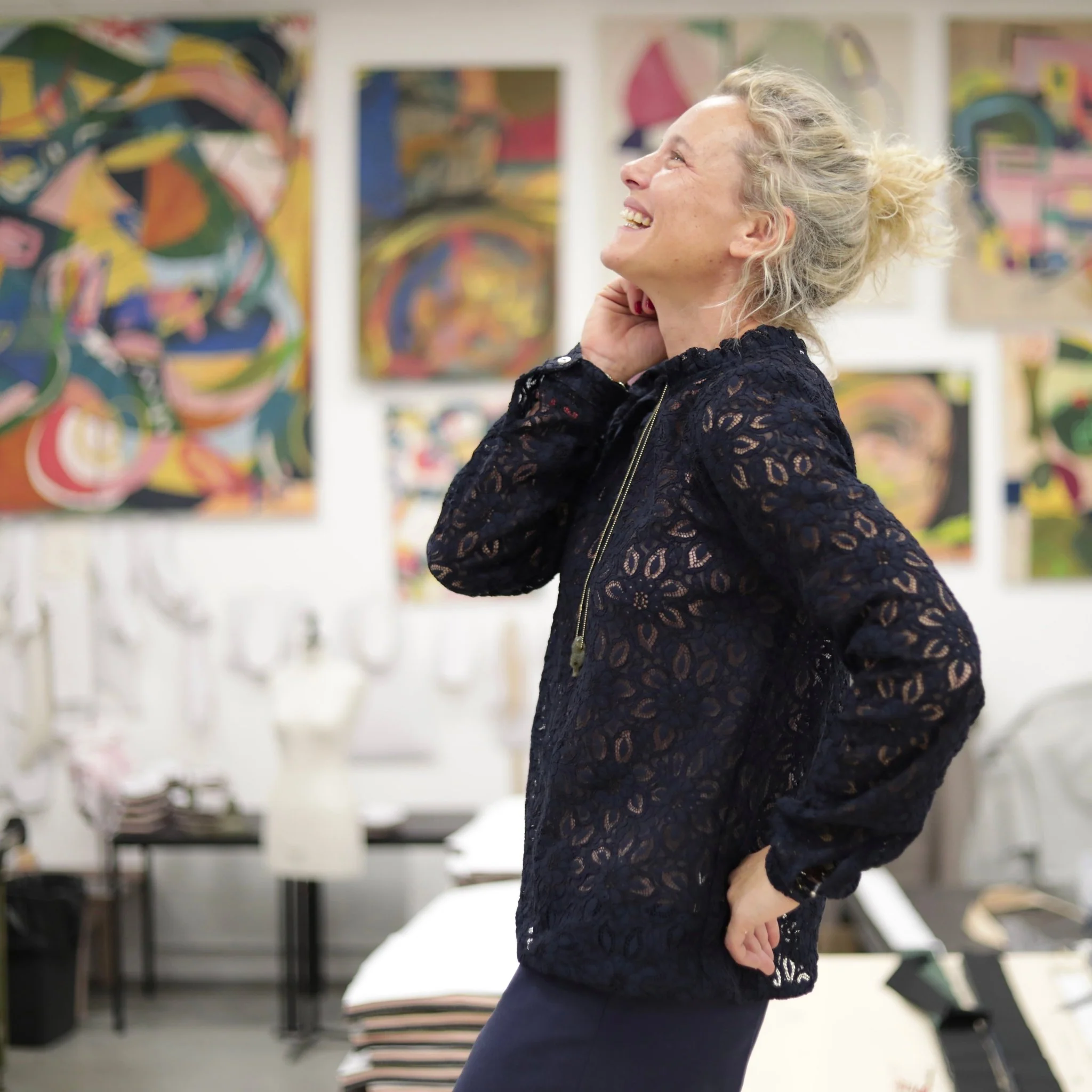 Blouse  Fantine - Dentelle bleu marine - Image 3