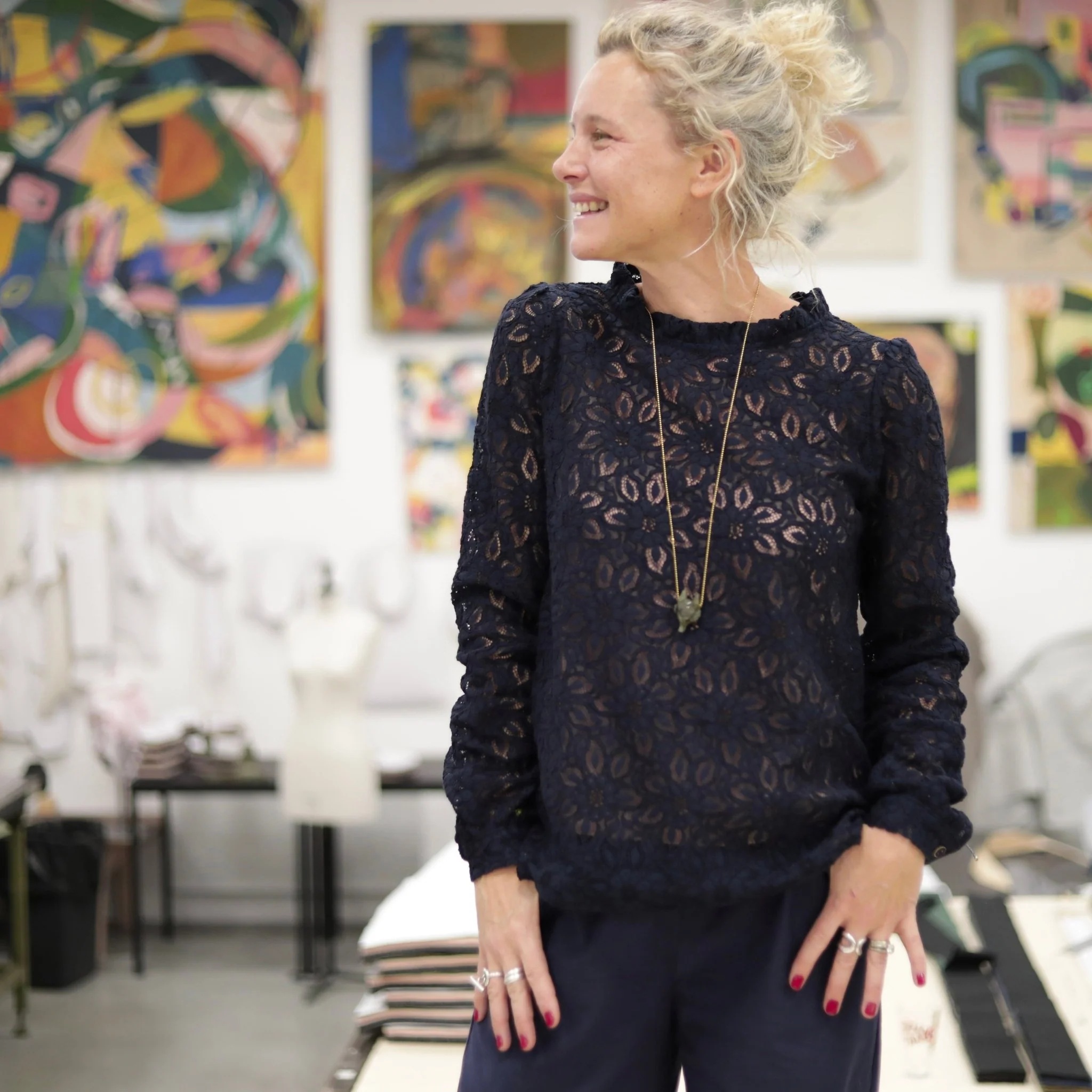 Blouse  Fantine - Dentelle bleu marine - Image 6