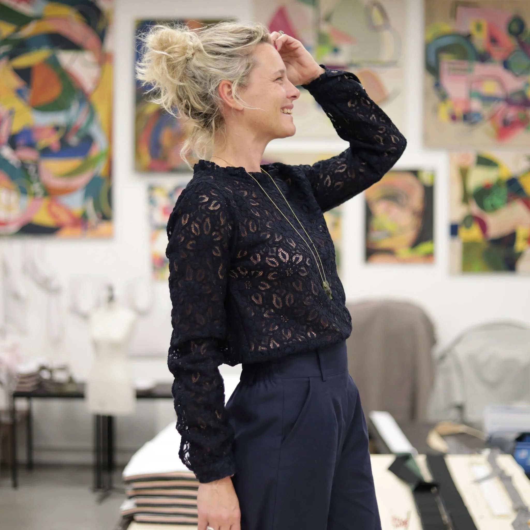 Blouse  Fantine - Dentelle bleu marine - Image 7