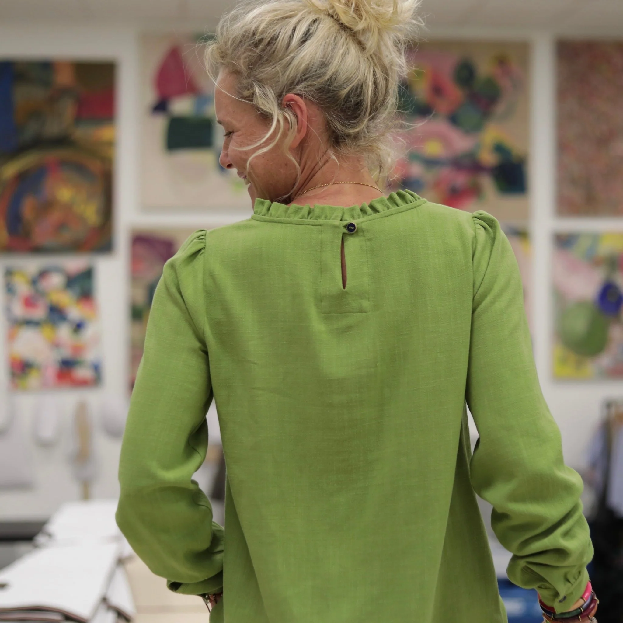 Blouse  Fantine - Viscose lin - Vert prairie - Image 3