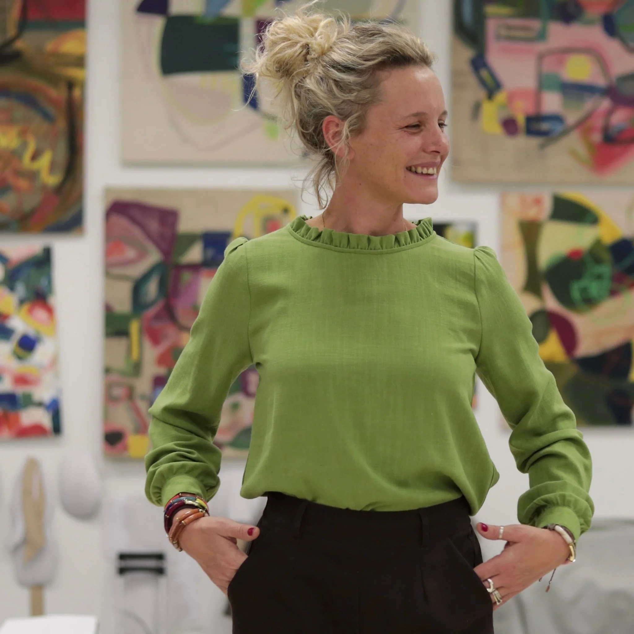 Blouse  Fantine - Viscose lin - Vert prairie - Image 4