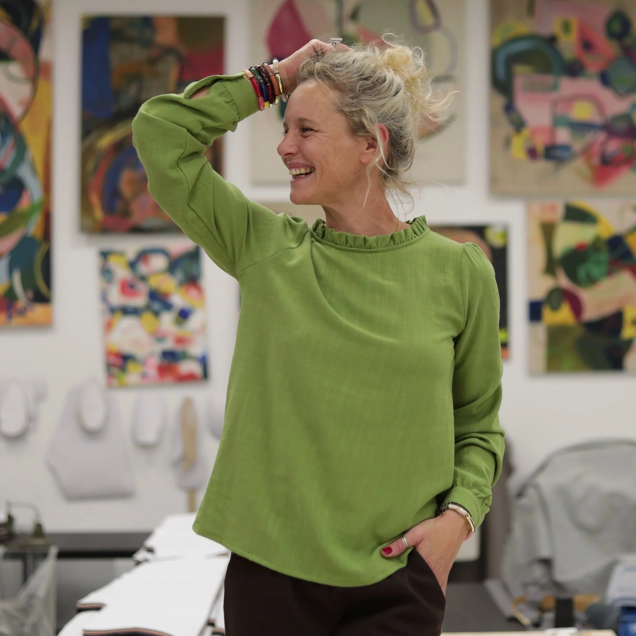 Blouse  Fantine - Viscose lin - Vert prairie - Image 6