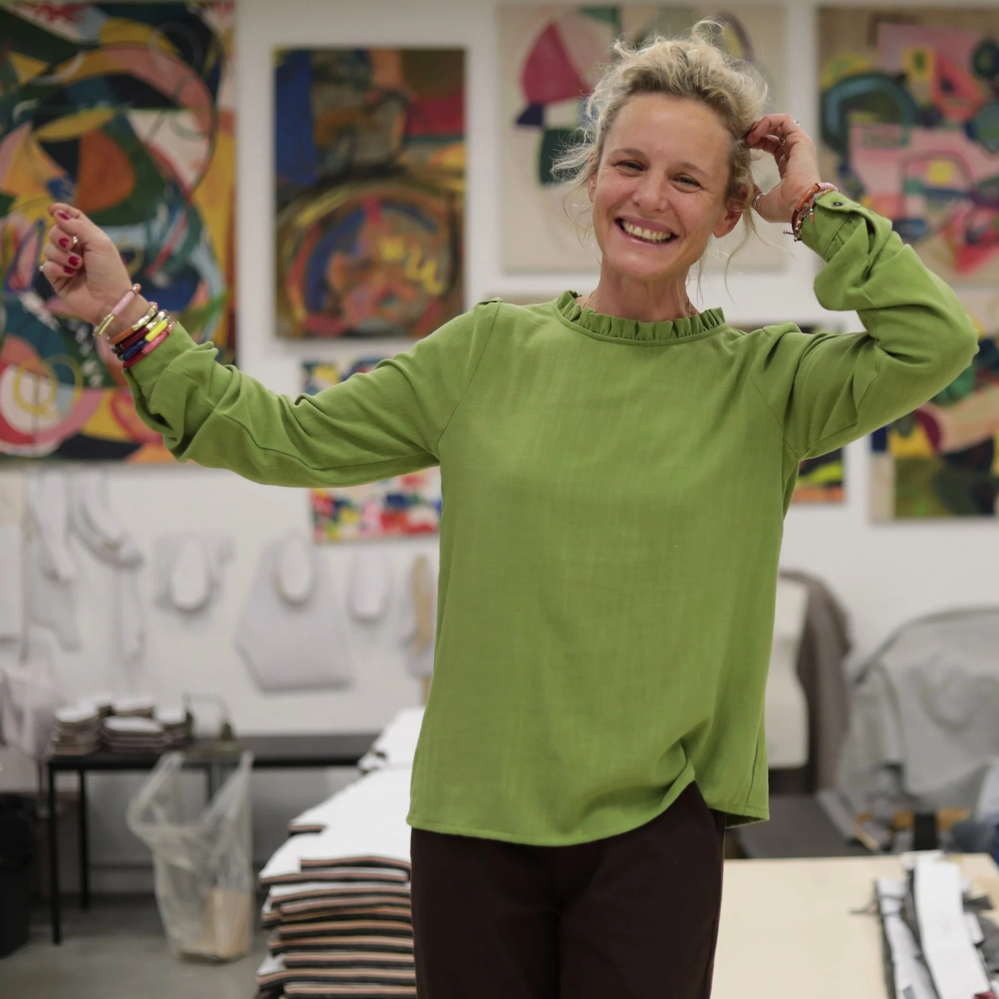 Blouse  Fantine - Viscose lin - Vert prairie - Image 8