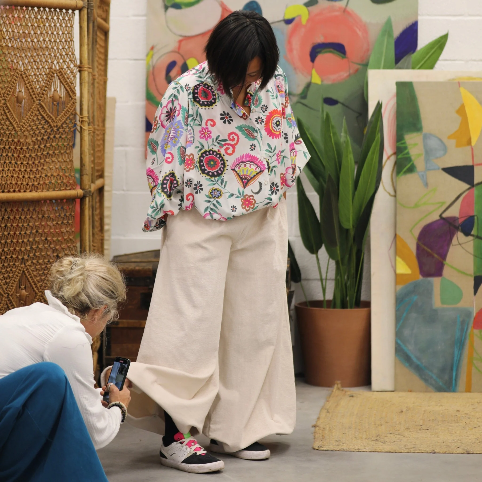 Jupe culotte Arielle en velours côtelé ivoire - Image 10