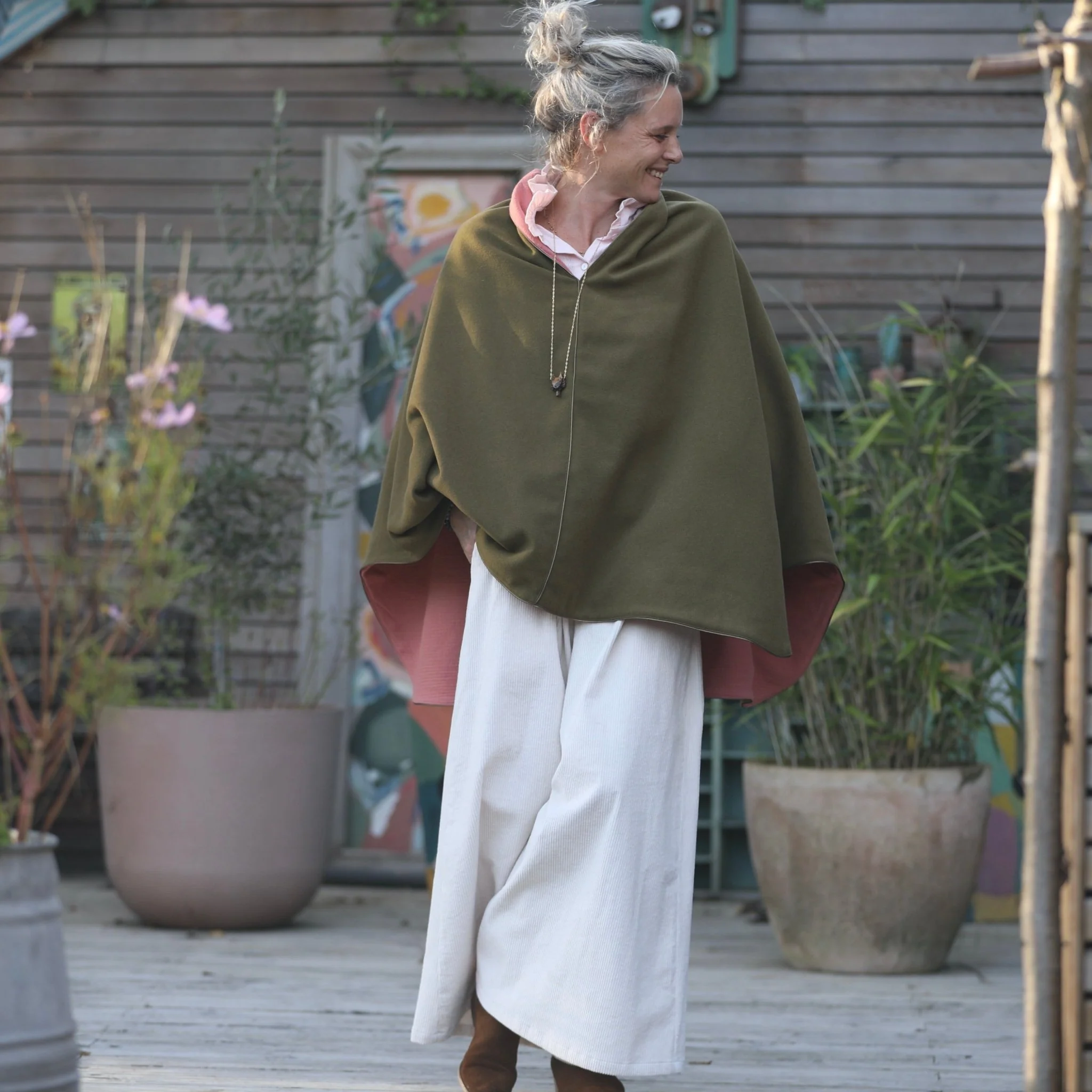 Jupe culotte Arielle en velours côtelé ivoire - Image 4