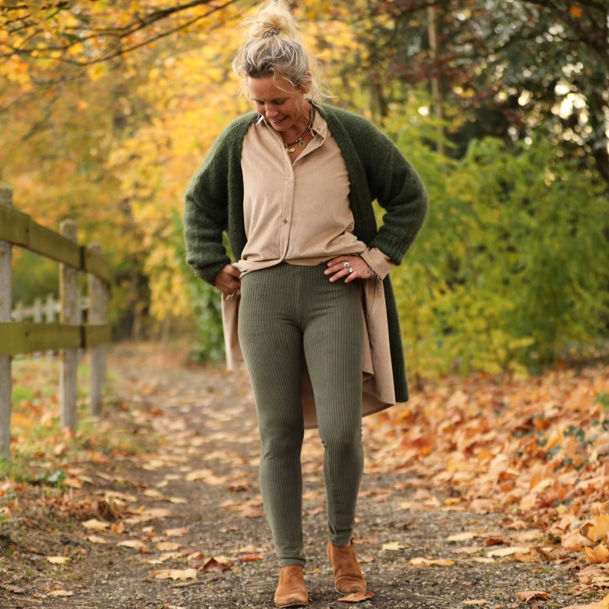 Legging Léni - velours côtelé kaki - Image 3