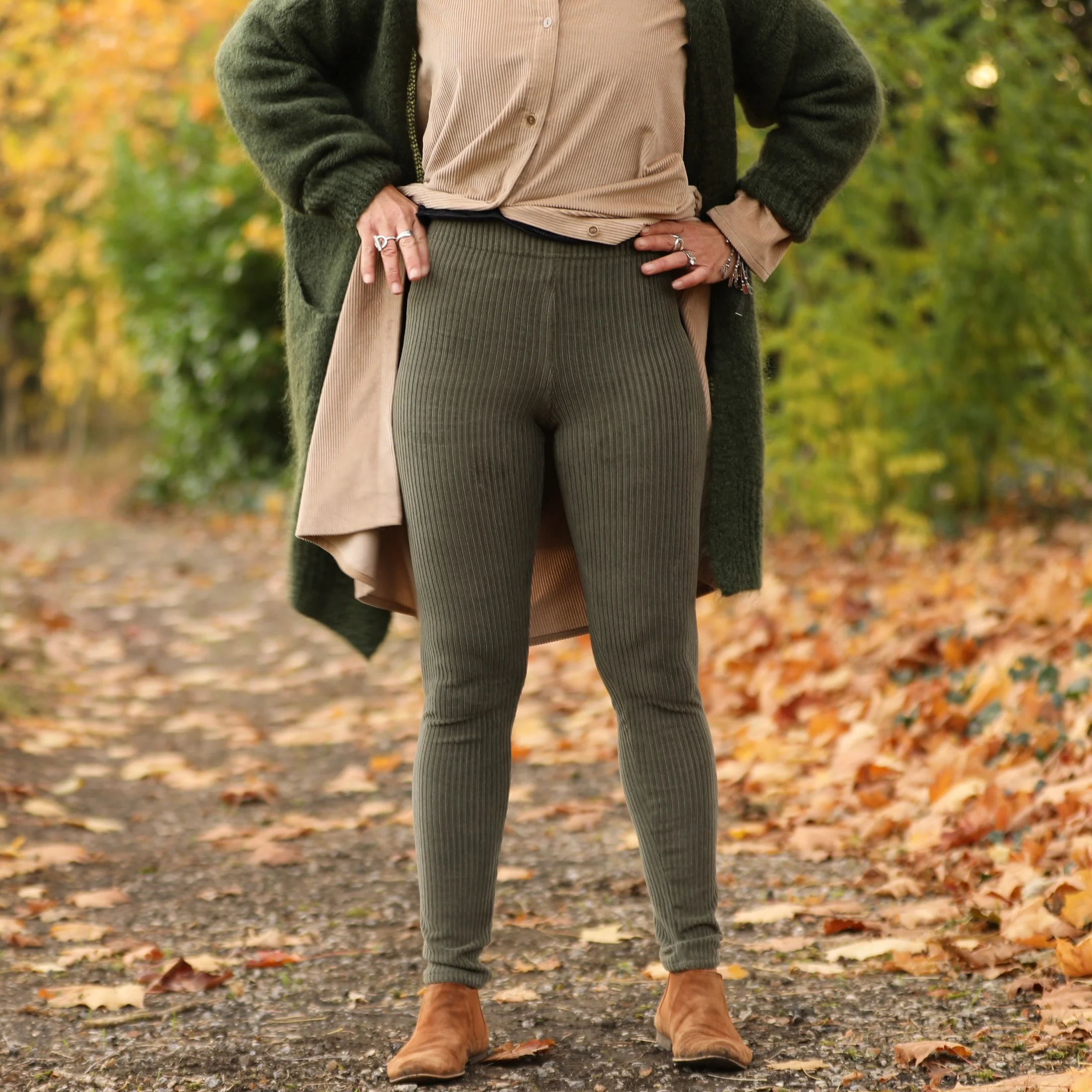 Legging Léni - velours côtelé kaki - Image 4