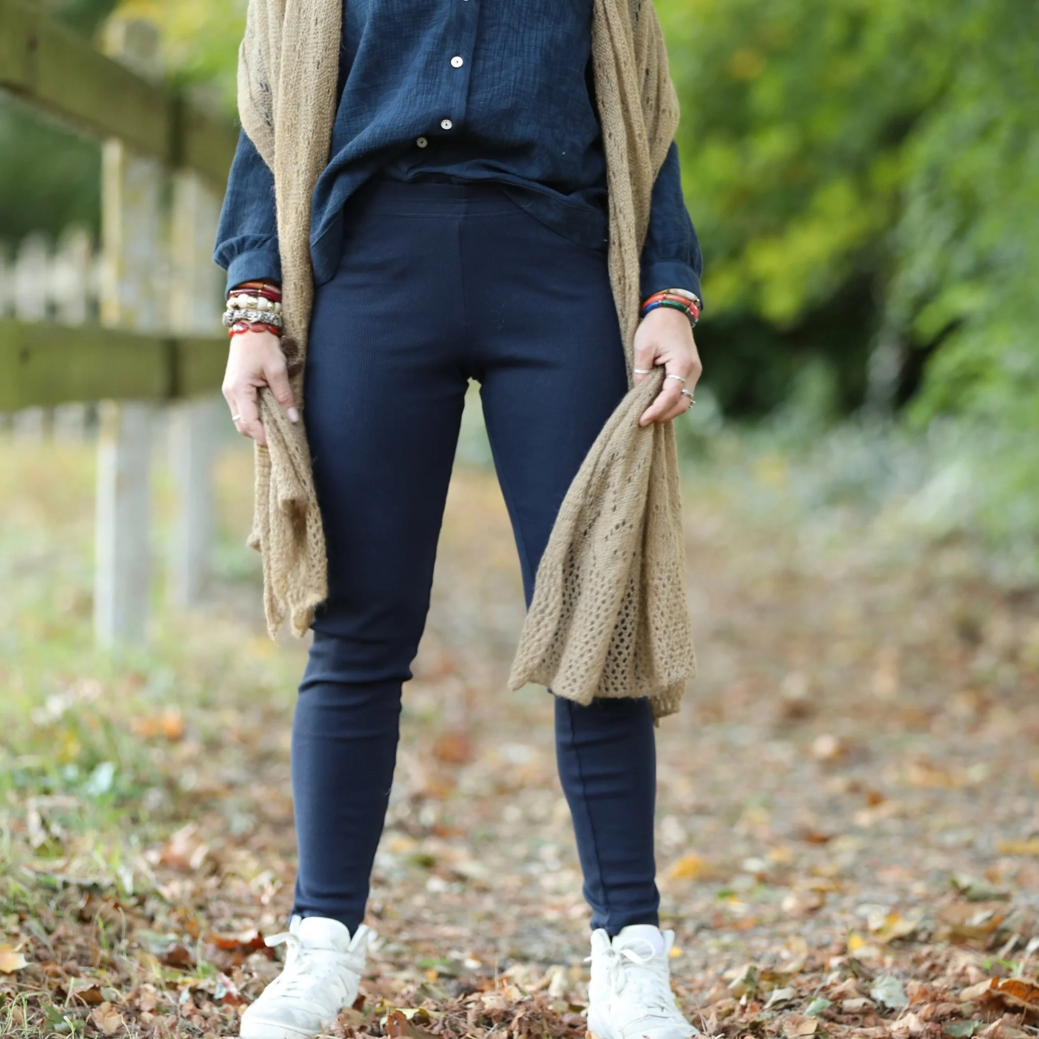 Legging Léni - en maille côtelé marine - Image 3