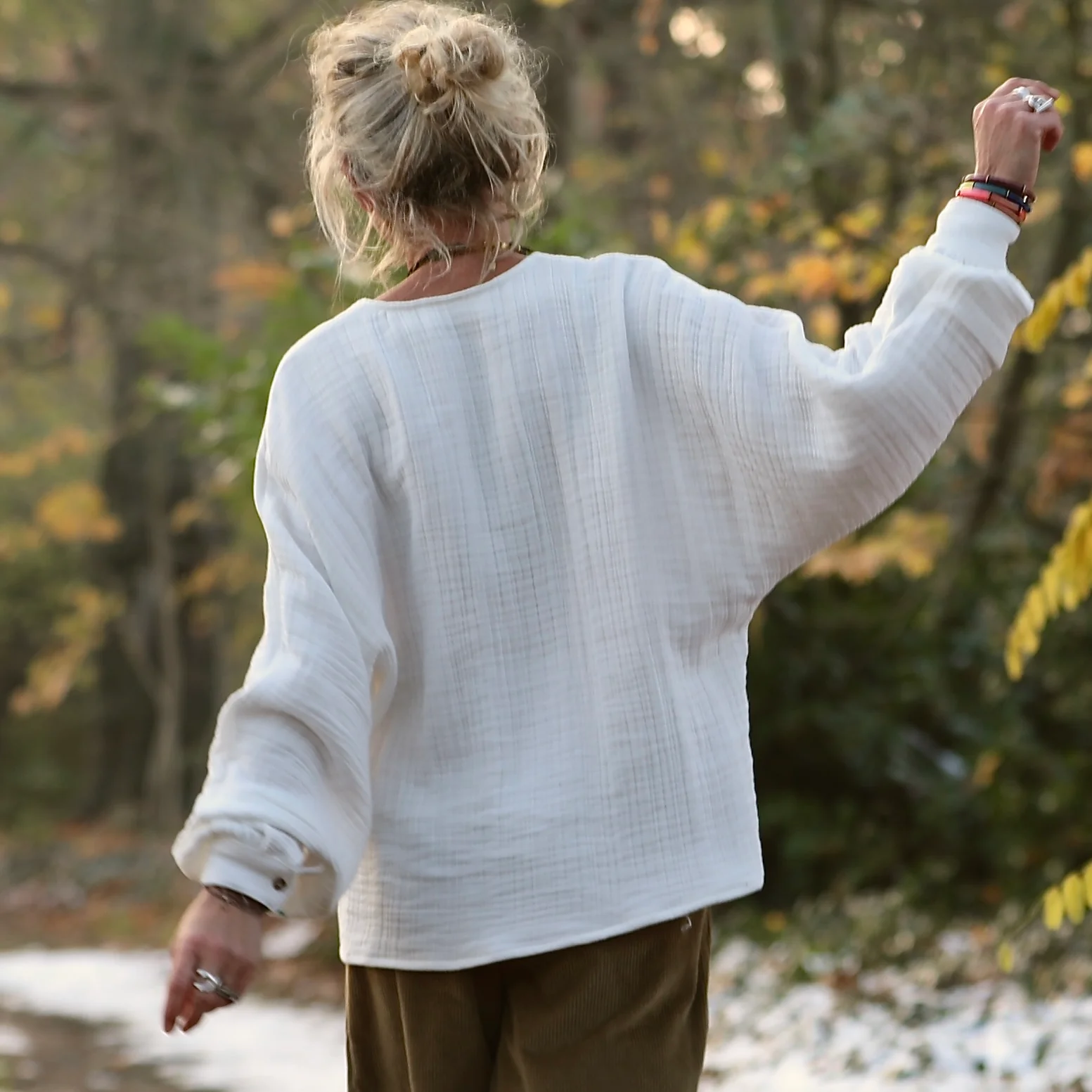 Blouse  Mina – Triple gaze de coton blanche - Image 3