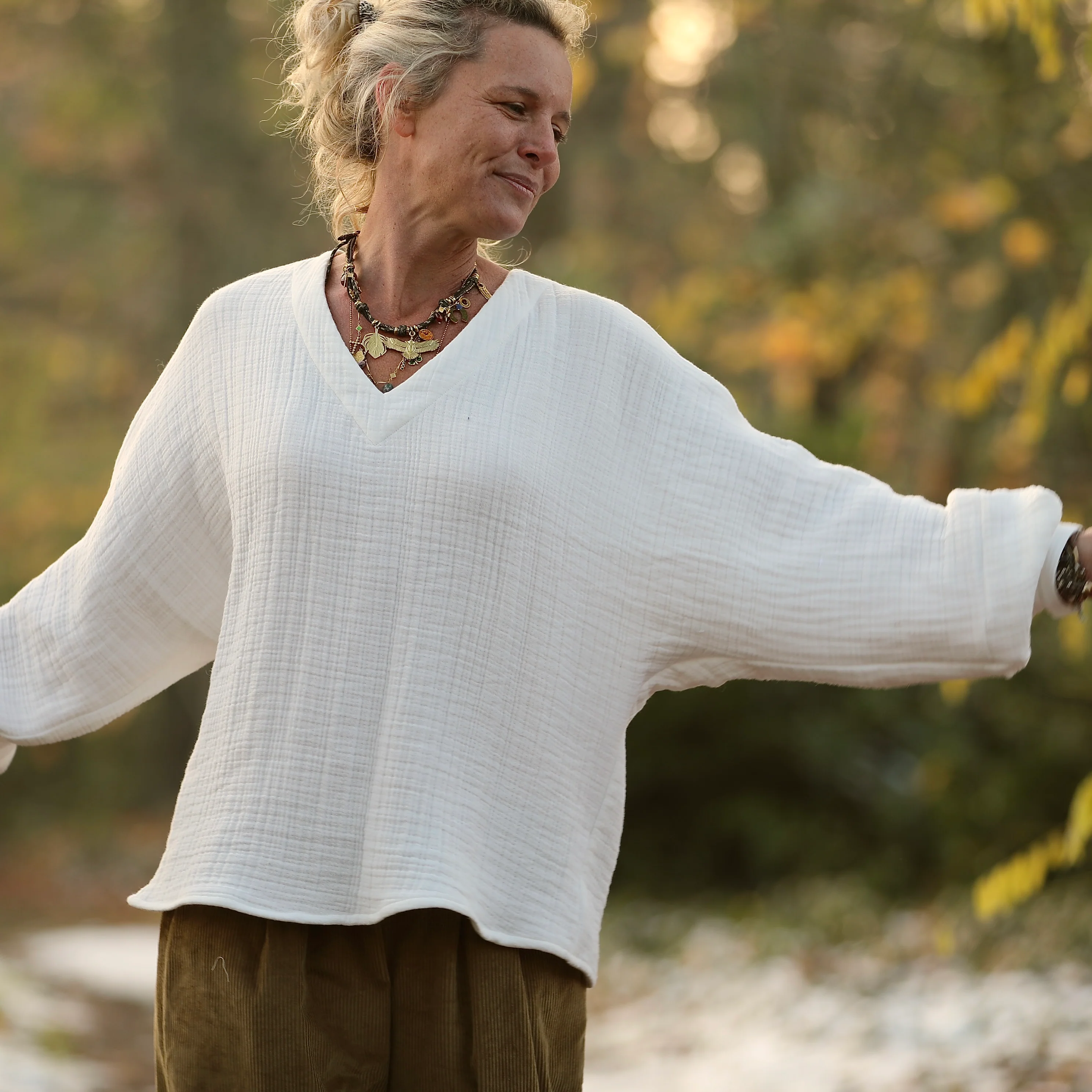 Blouse  Mina – Triple gaze de coton blanche - Image 4