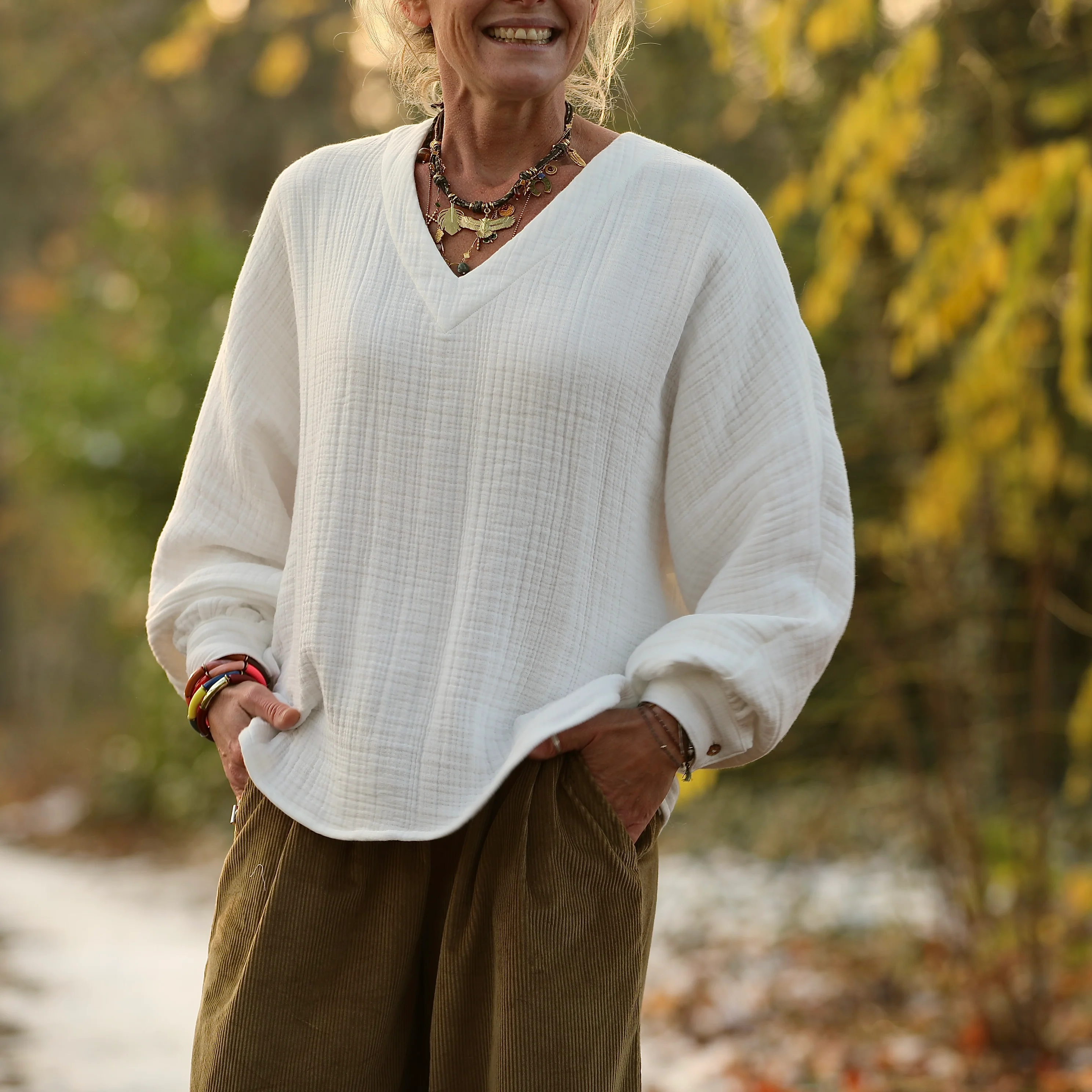 Blouse  Mina – Triple gaze de coton blanche - Image 5