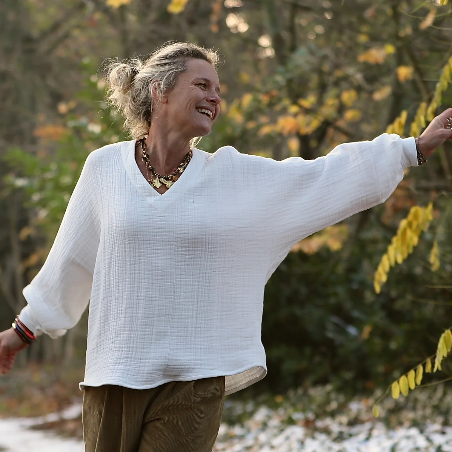 Blouse  Mina – Triple gaze de coton blanche - Image 6