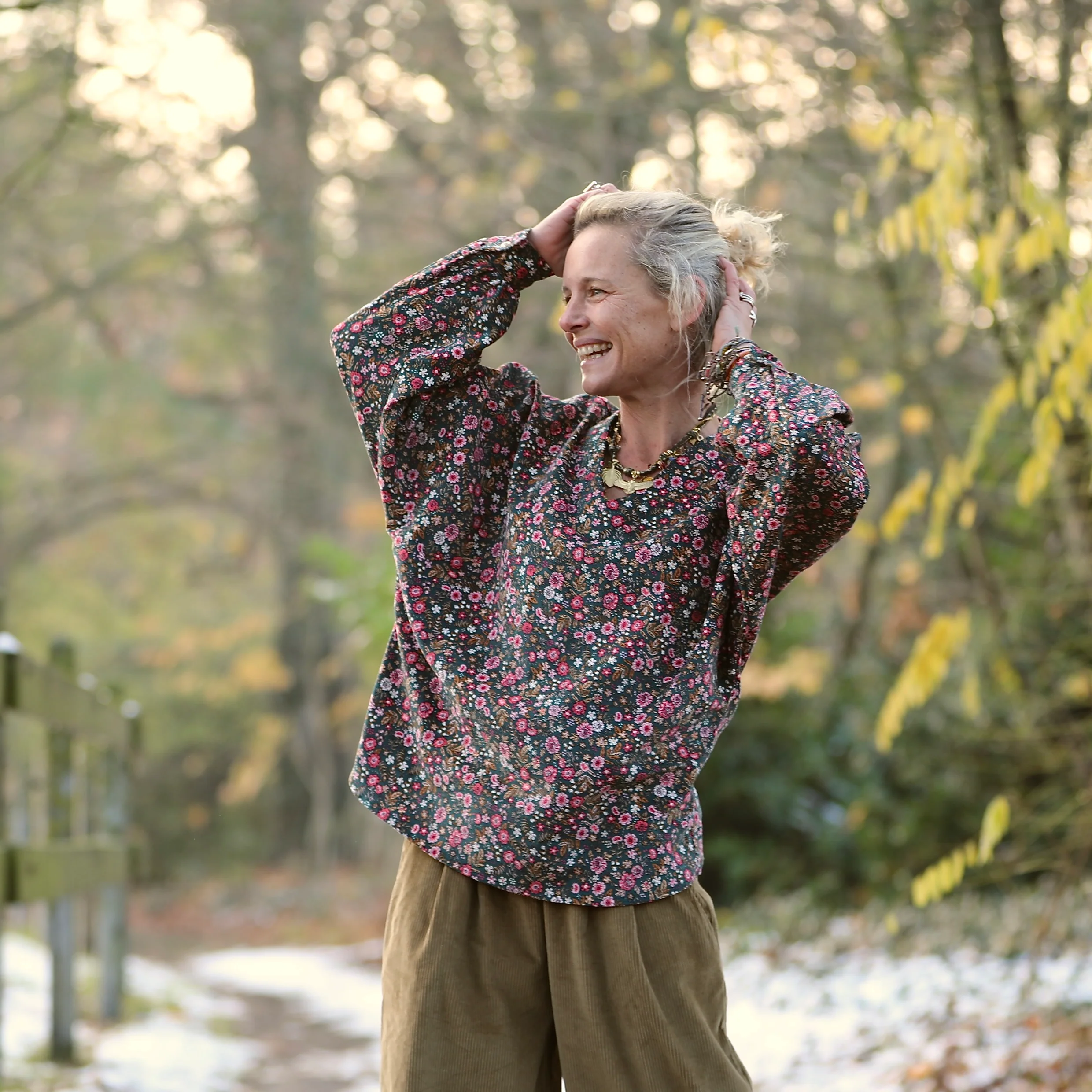 Blouse  Mina – Velours milleraies fleuri champêtre - Image 5