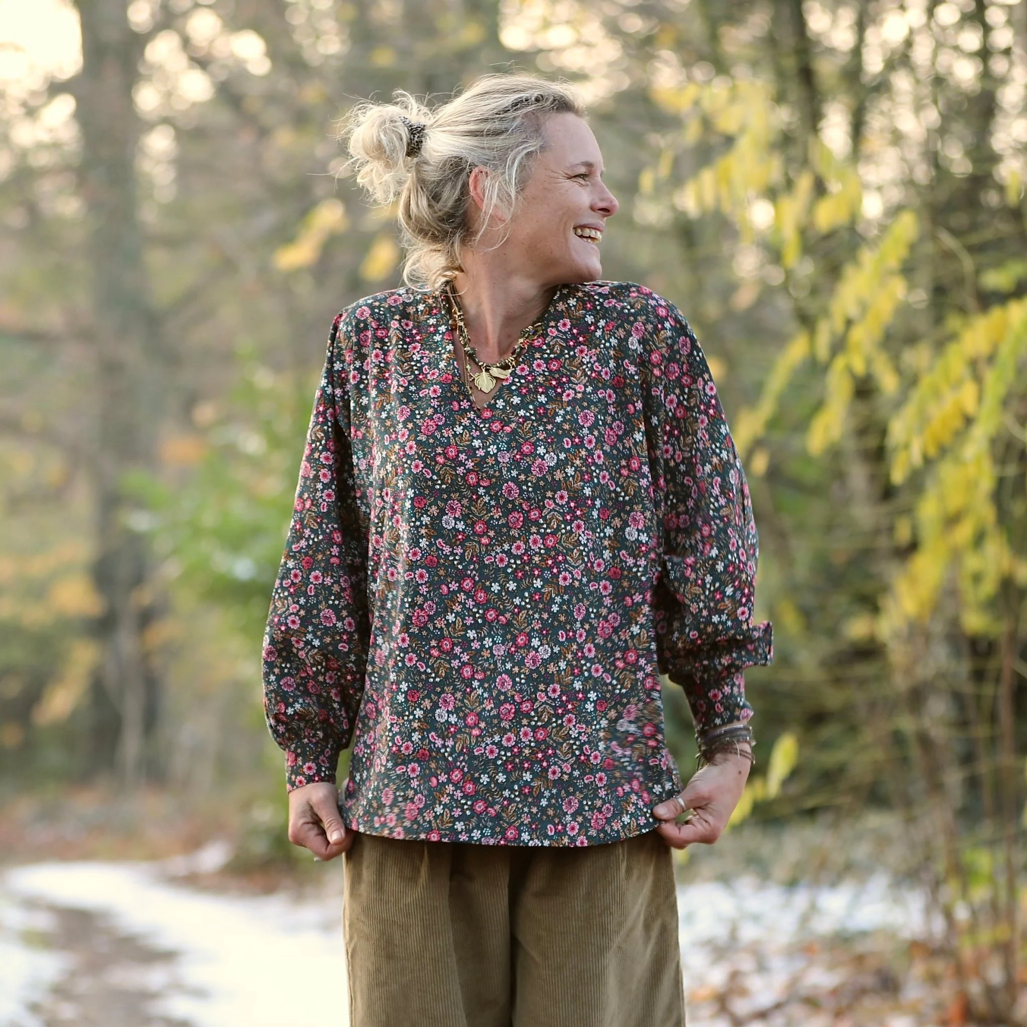 Blouse  Mina – Velours milleraies fleuri champêtre - Image 7