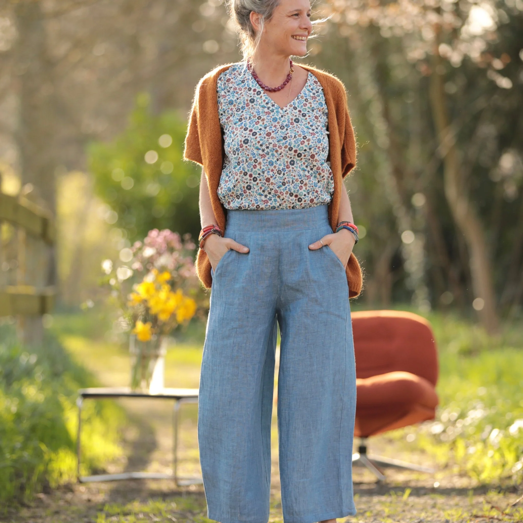 Pantalon Briac - lin chiné denim - Image 10