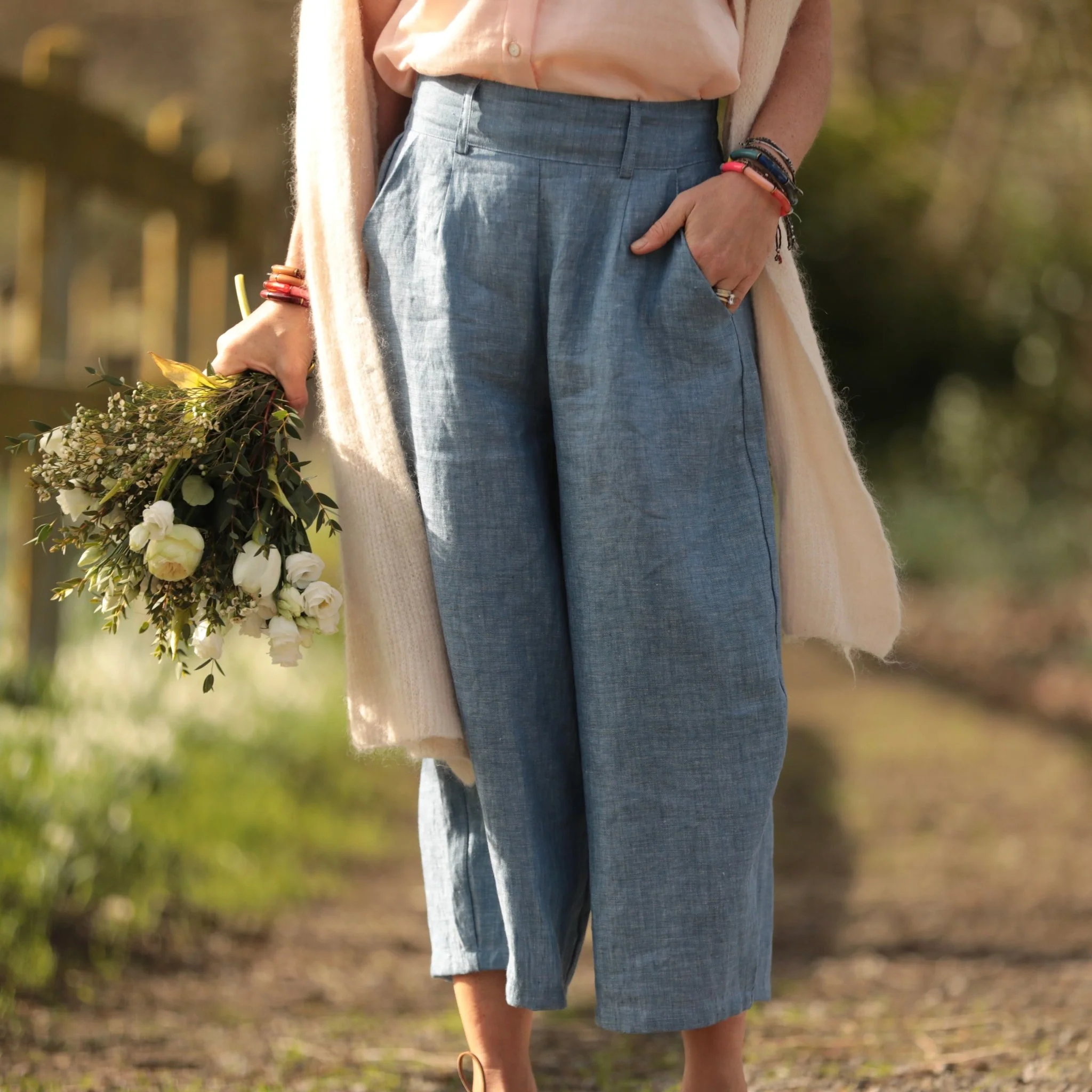 Pantalon Briac - lin chiné denim - Image 11