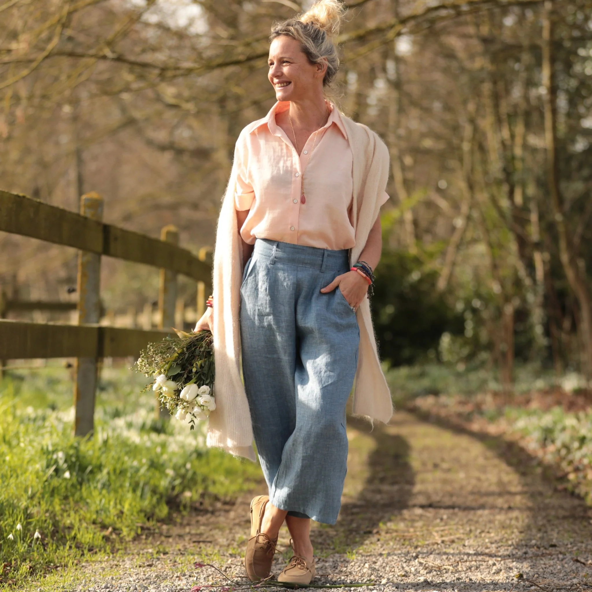 Pantalon Briac - lin chiné denim - Image 12