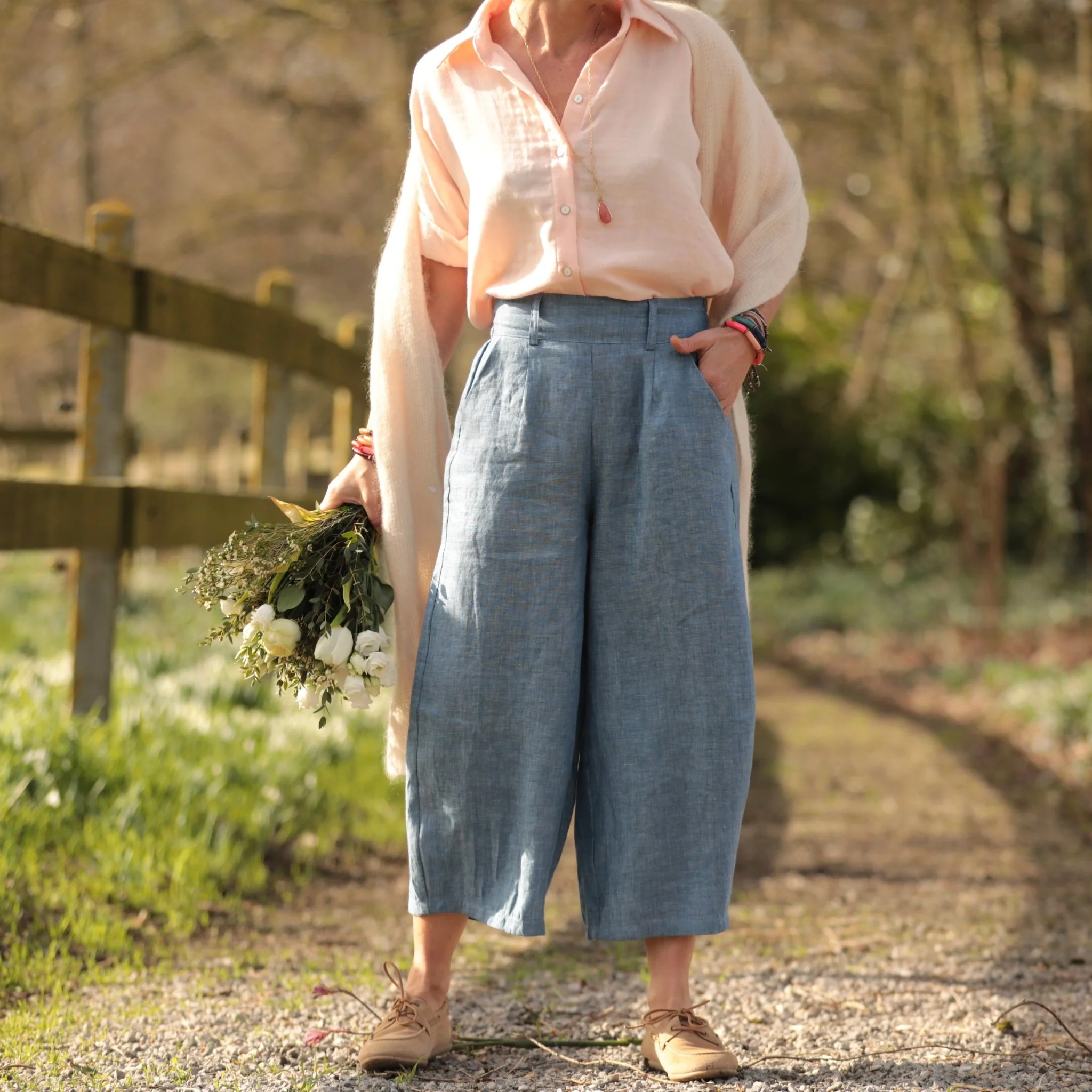 Pantalon Briac - lin chiné denim - Image 15