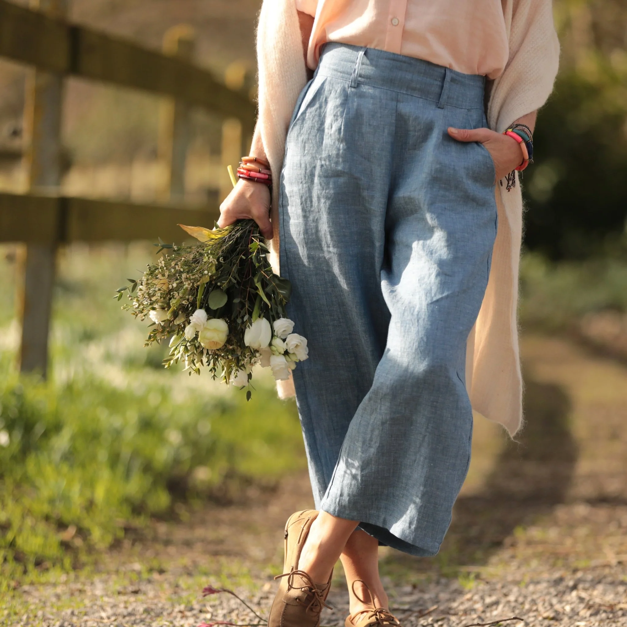 Pantalon Briac - lin chiné denim - Image 16