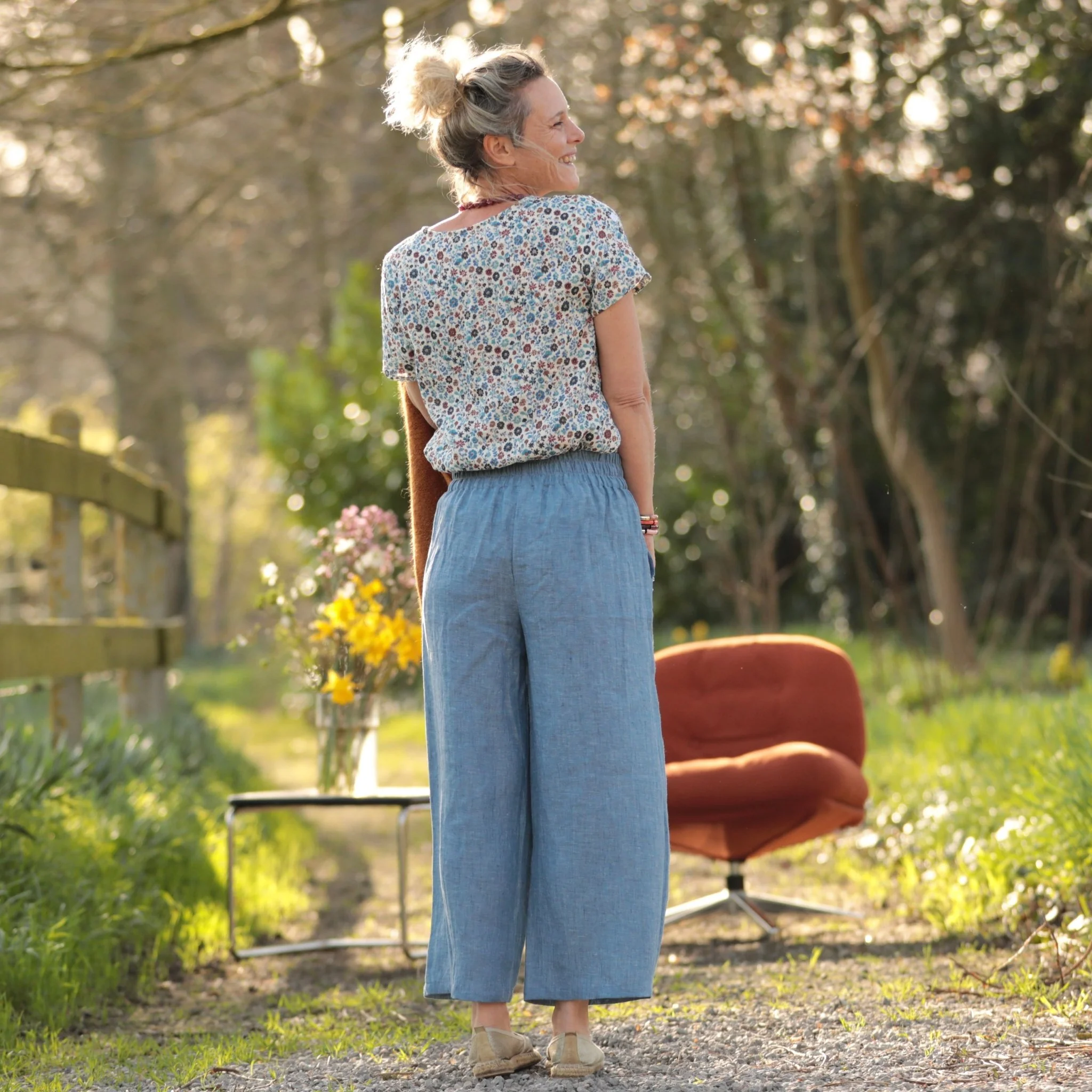 Pantalon Briac - lin chiné denim - Image 6