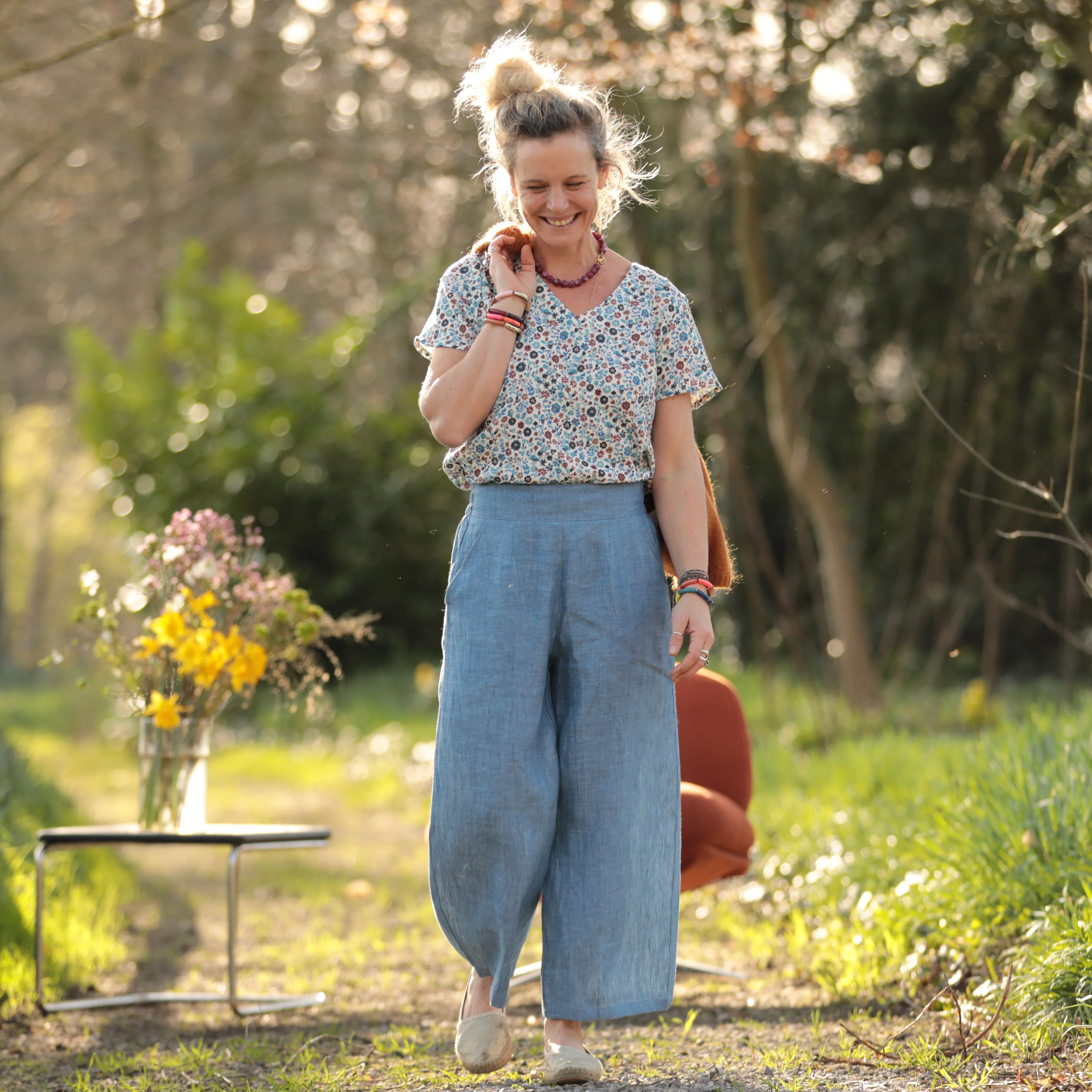 Pantalon Briac - lin chiné denim - Image 8