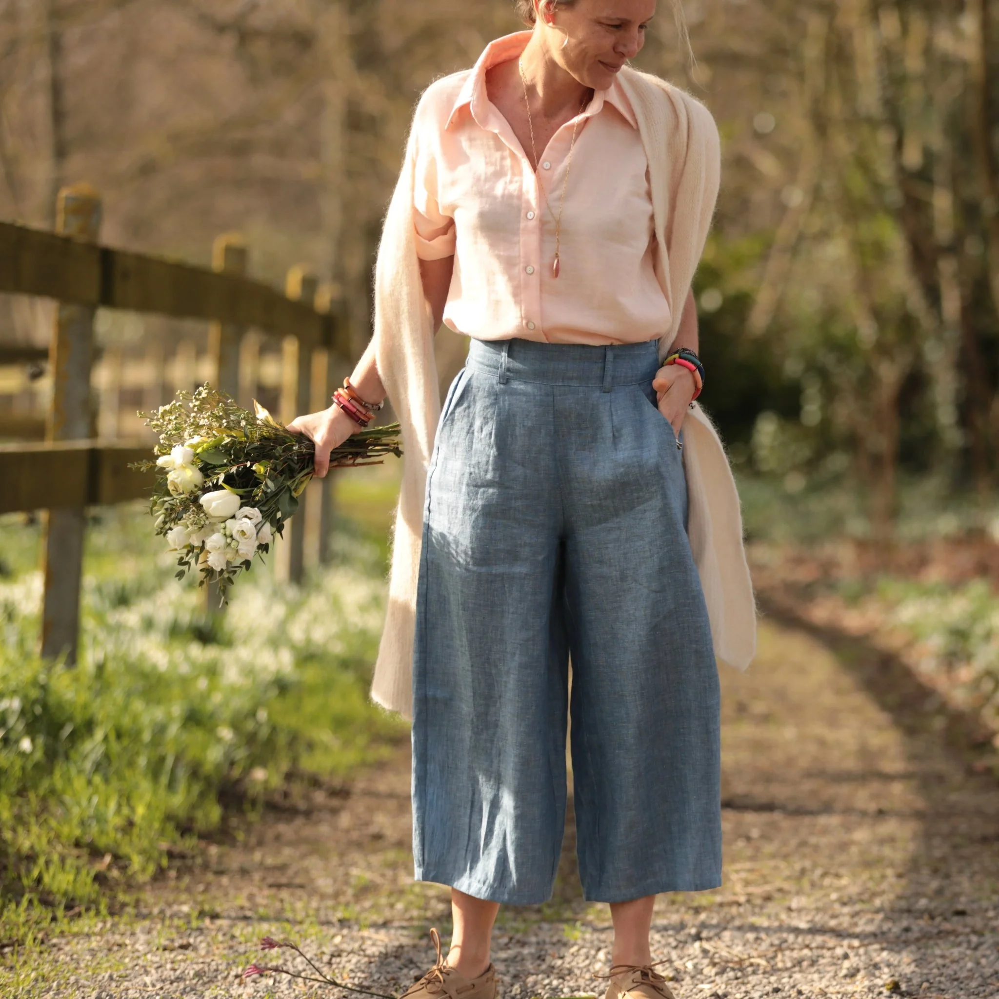 Pantalon Briac - lin chiné denim - Image 9