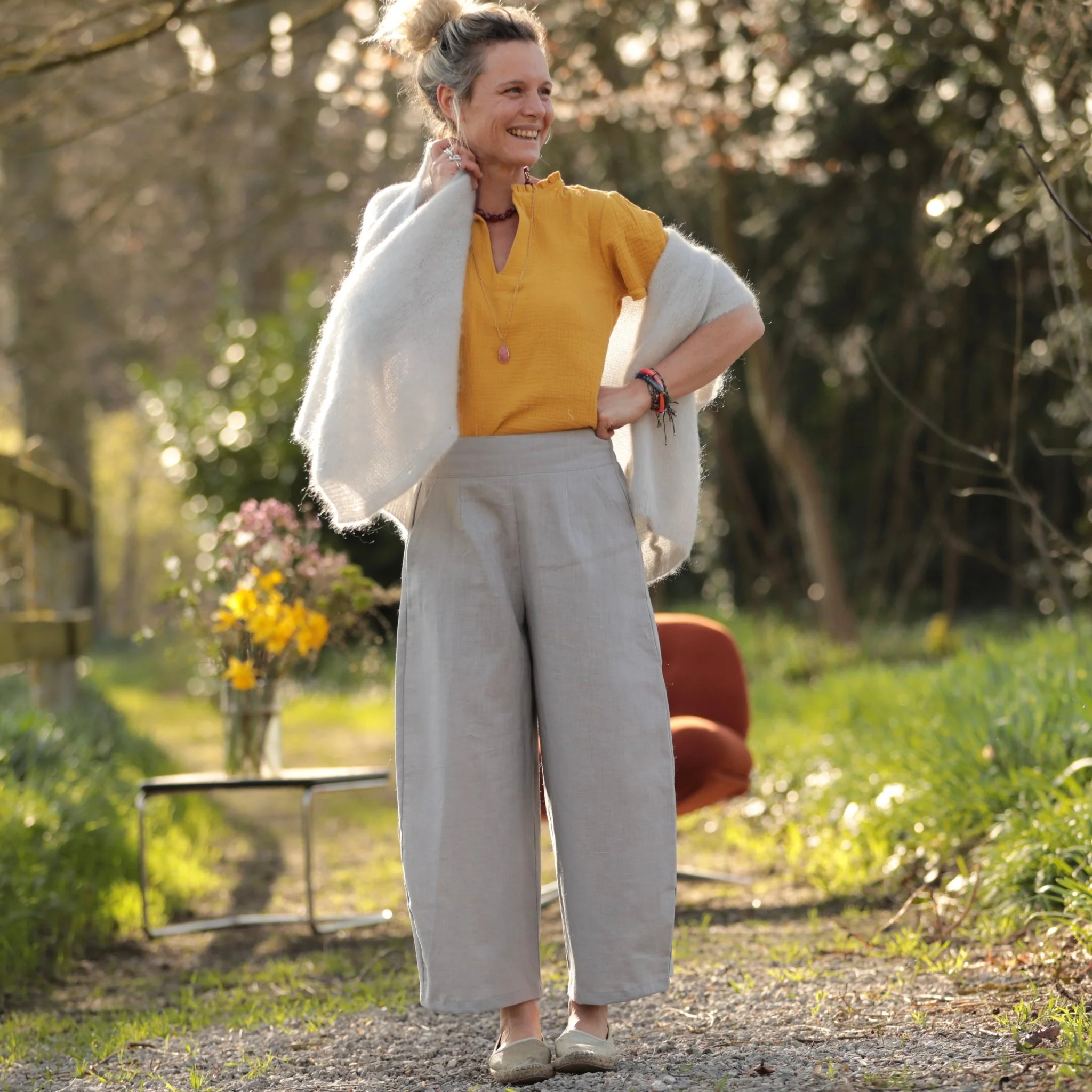 Pantalon Briac - lin gris perle - Image 10