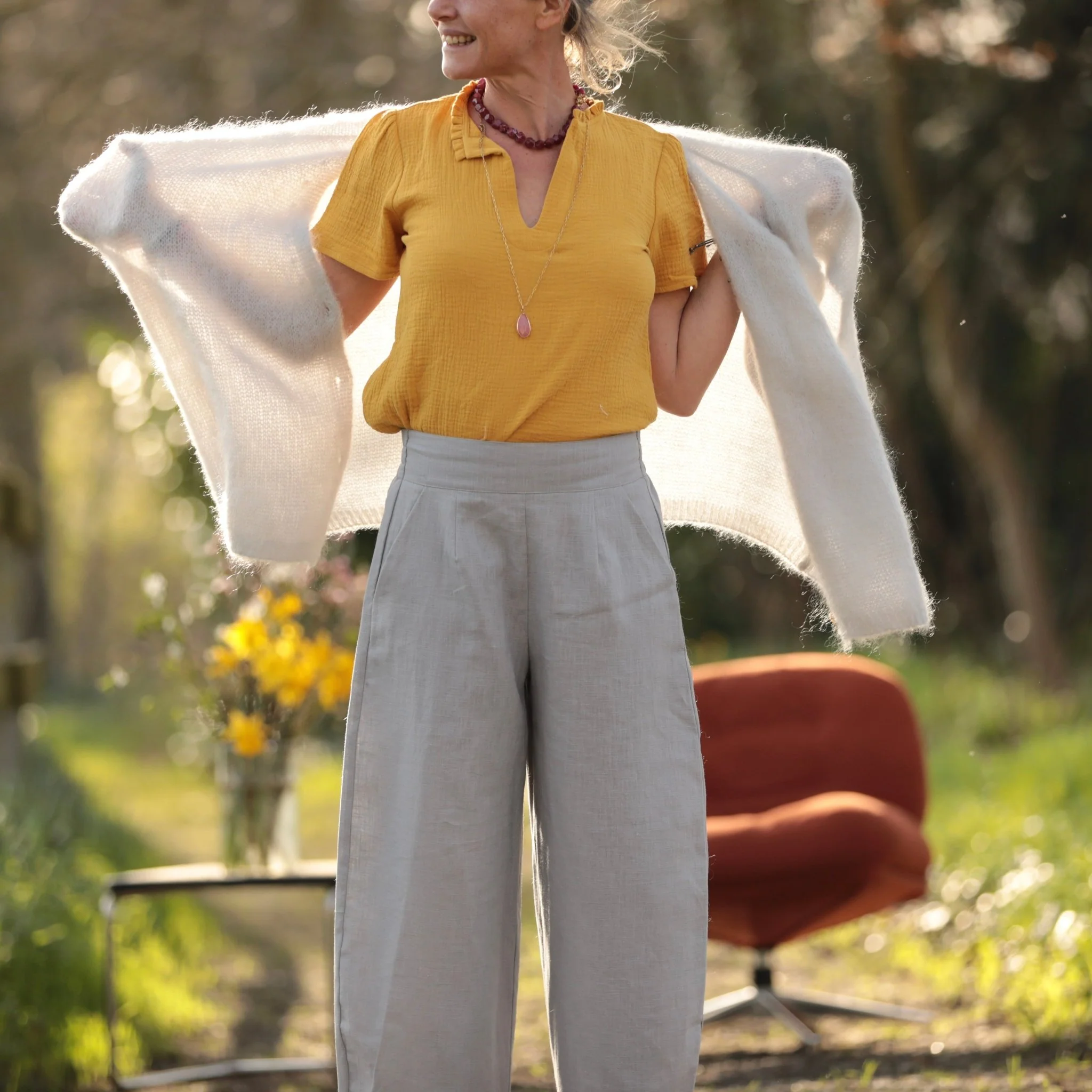 Pantalon Briac - lin gris perle - Image 3