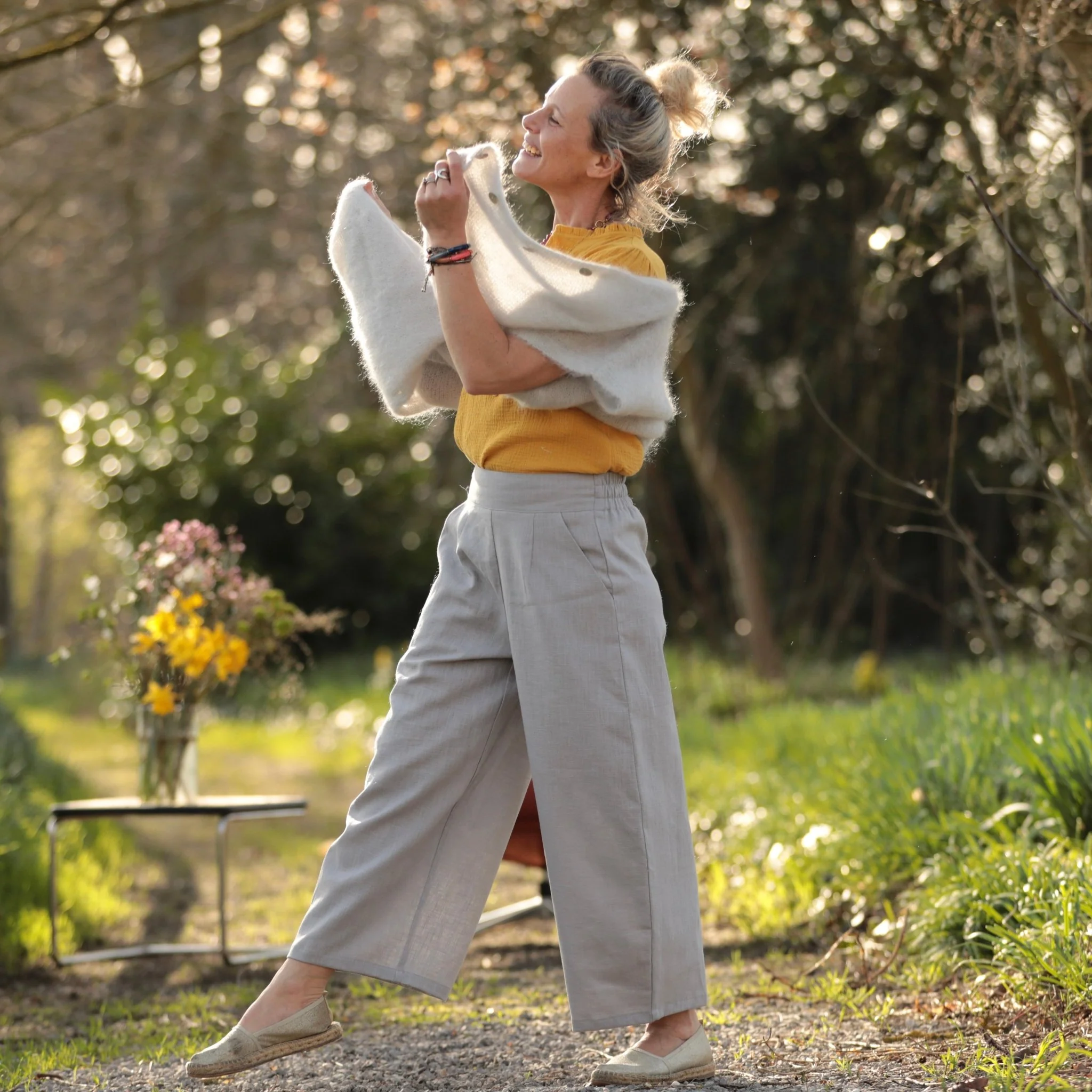 Pantalon Briac - lin gris perle - Image 5