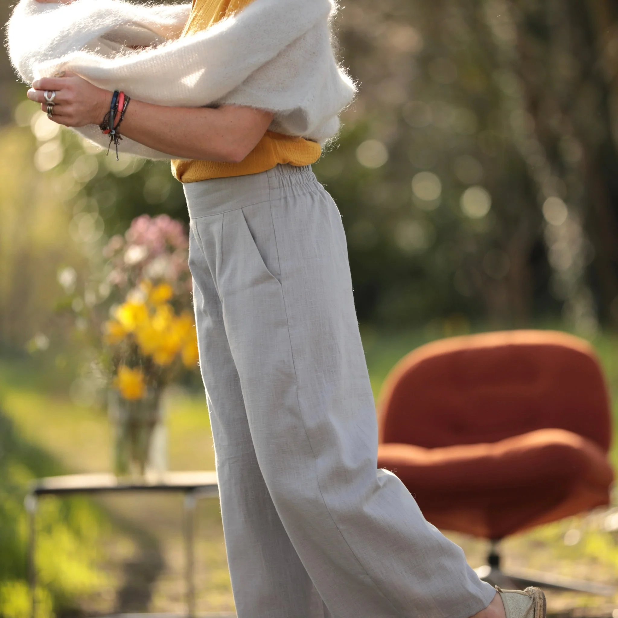 Pantalon Briac - lin gris perle - Image 6