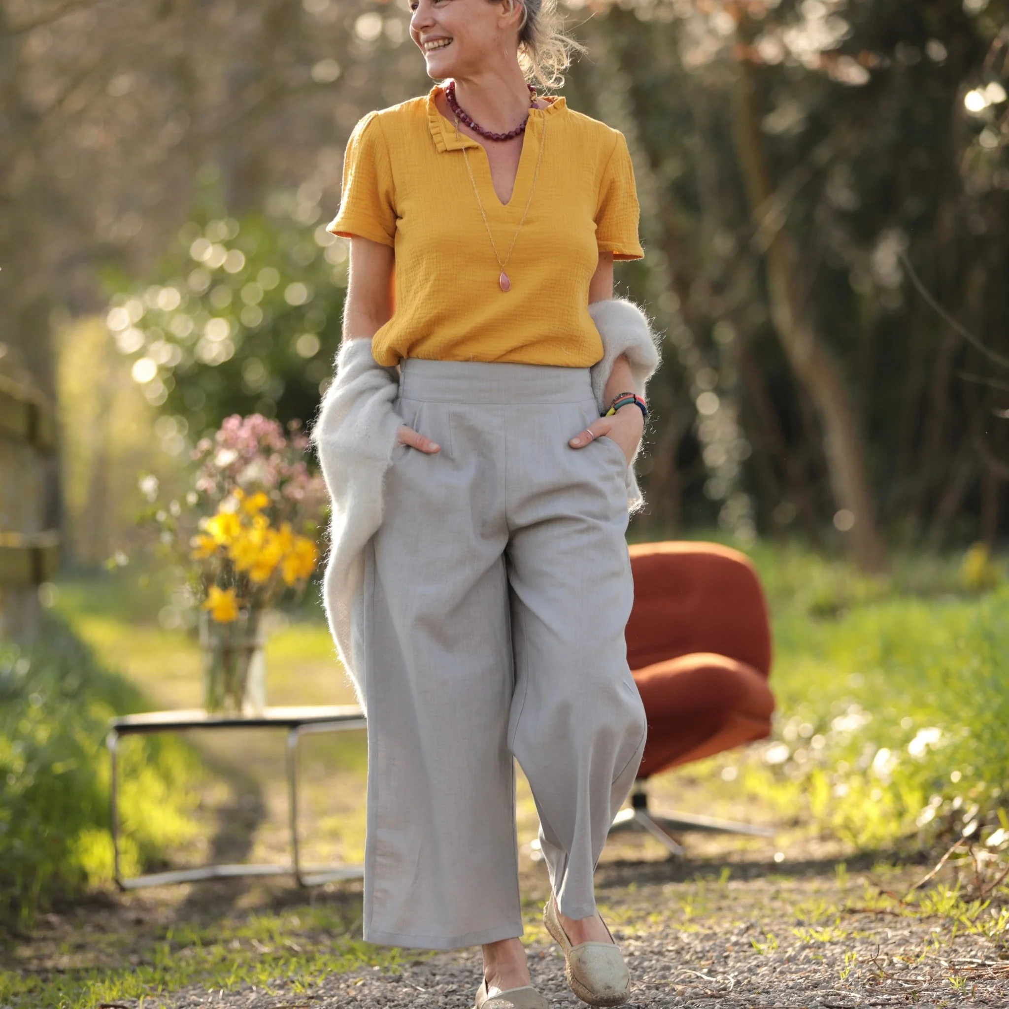 Pantalon Briac - lin gris perle - Image 9