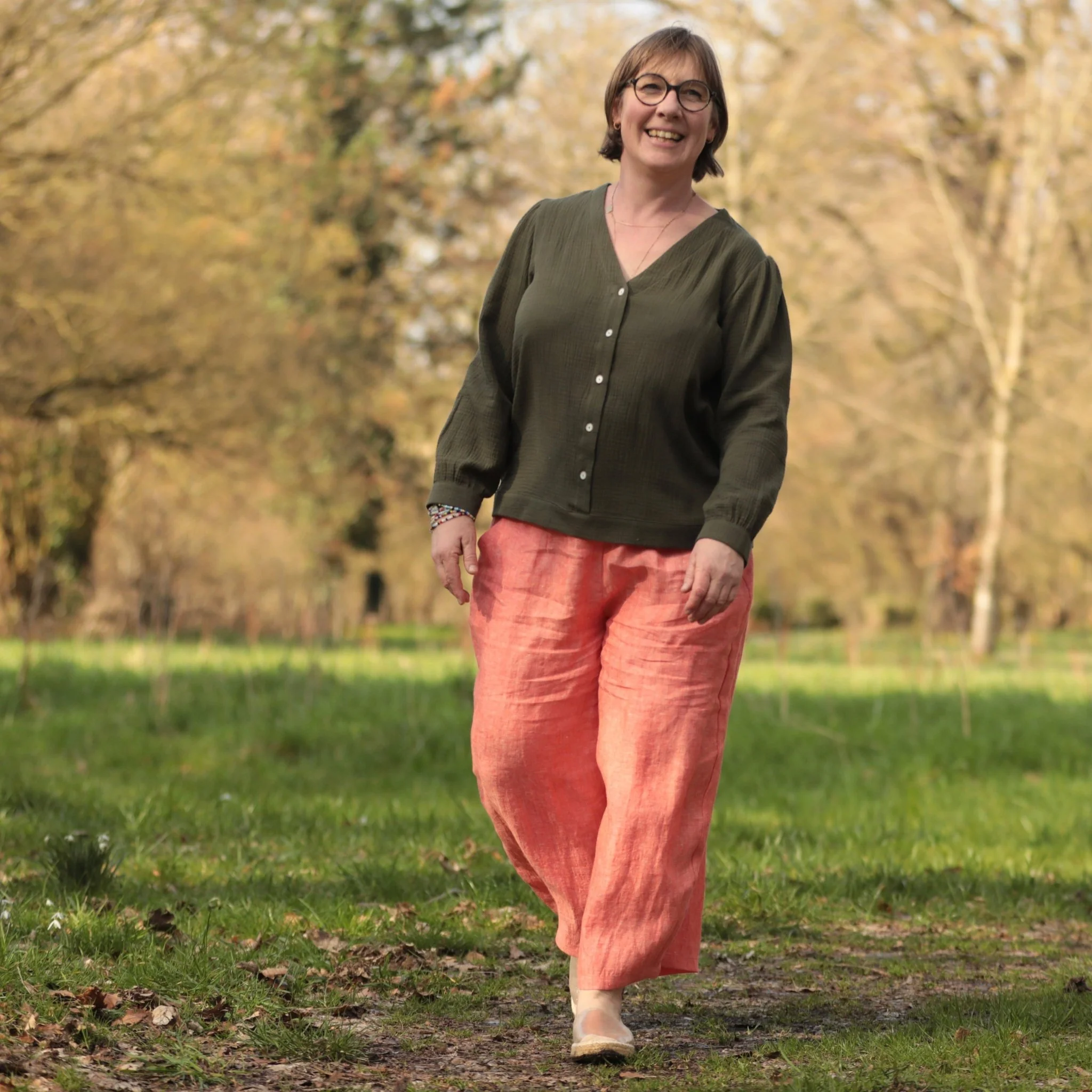 Pantalon Briac - lin orange vif chiné - Image 3