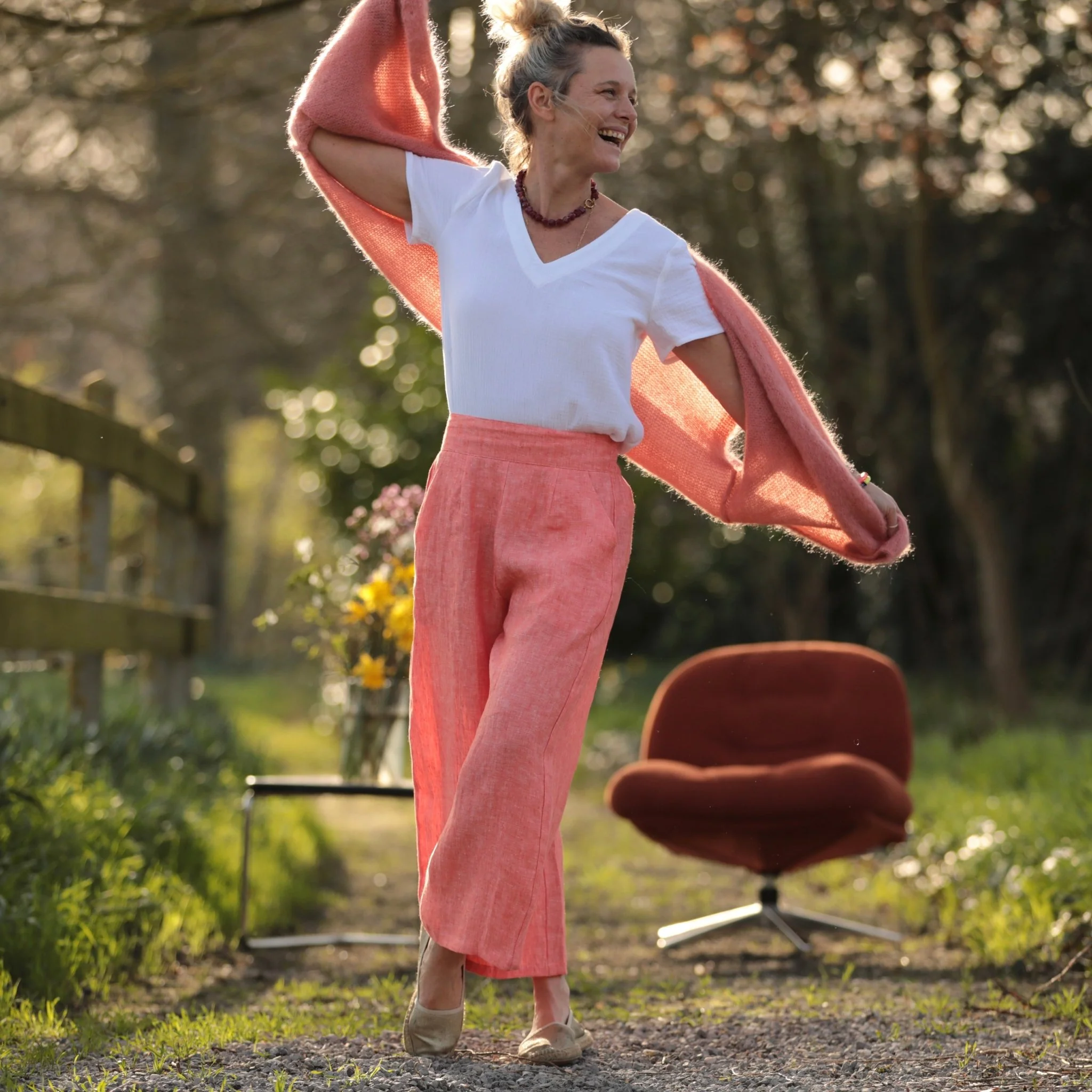 Pantalon Briac - lin orange vif chiné - Image 4